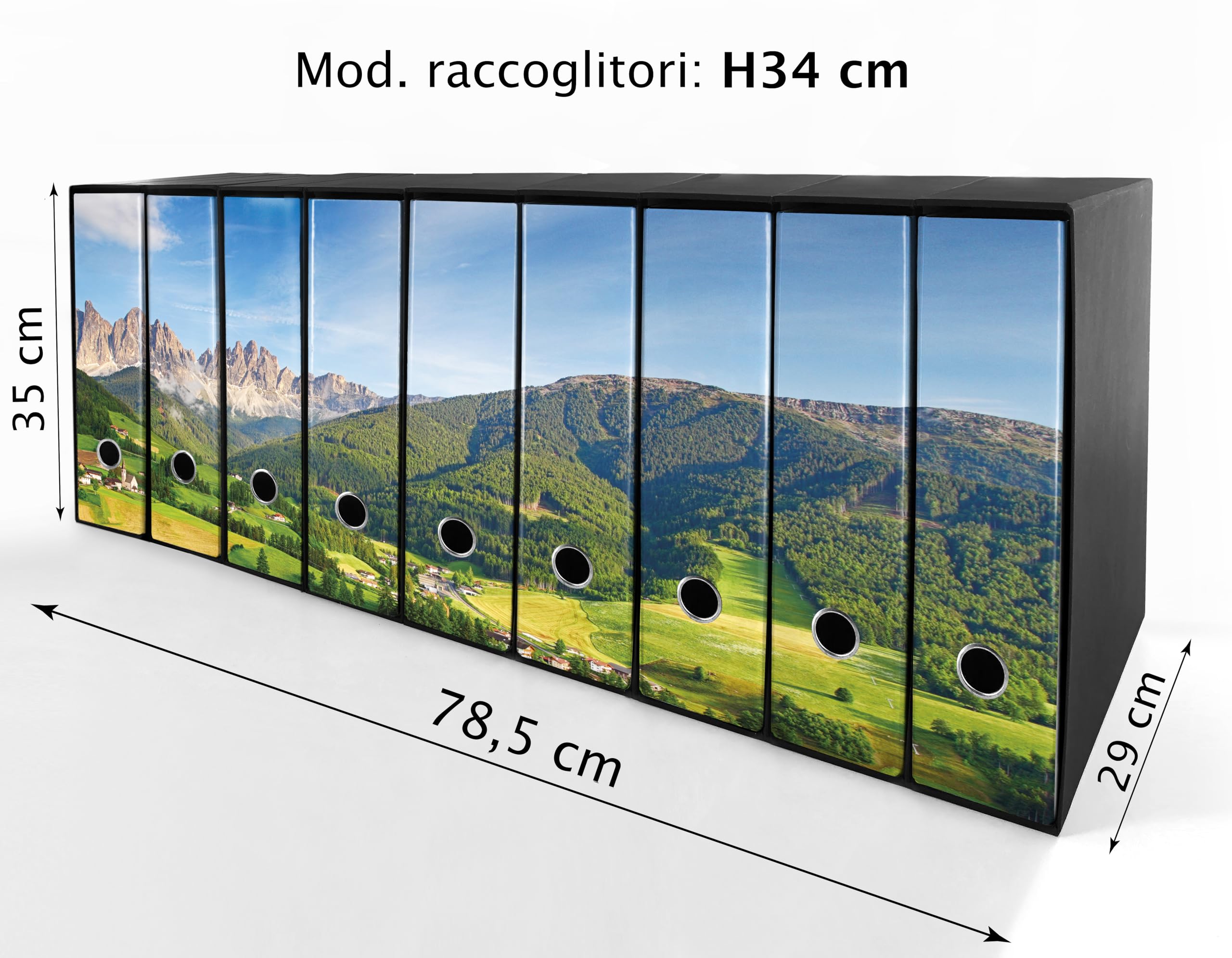 Set da 9 raccoglitori ad anelli SCENARIO ALPINO - Faldoni SHAREPRINTING (H34 con 4 anelli)