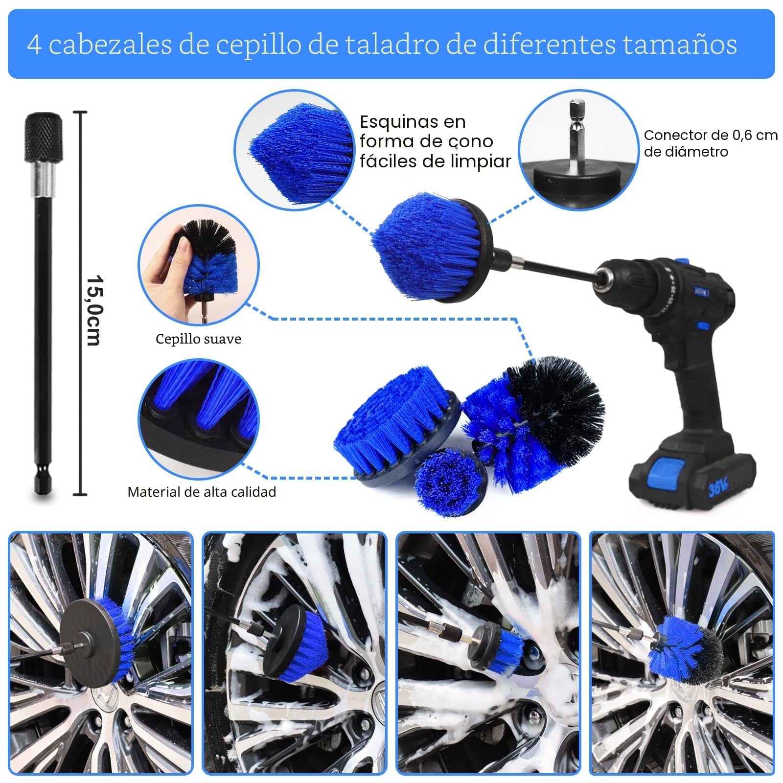 27 cepillos kit limpieza Coche, lavar coche Cepillo de Taladro Eléctrico kit cepillo coche limpieza coche interior con Cepillo Para Detalles, herramienta de limpieza para parabrisas de automóviles