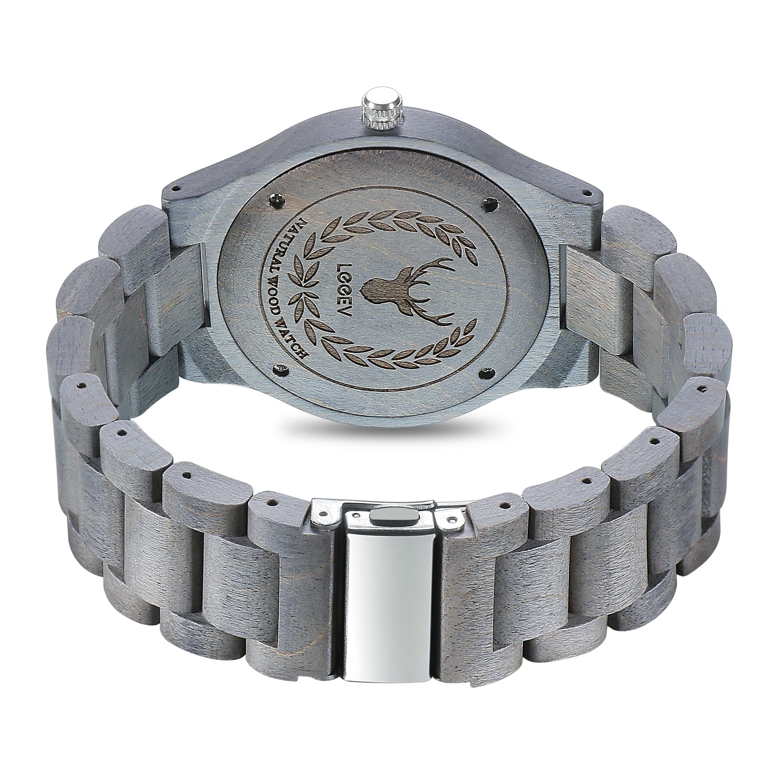 Wooden Watches, Uwood Series Zebra Sandalwood Japanese Quartz Analog Watch for Men with Calendar Unisex Wristwatch