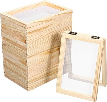 DECHOUS 10Pcs Wooden Paper Making Frame 5x7 Paper Making Screen Frames Bulk - Handcraft Wood Papermaking Mold for DIY Craft School Classroom Art Projects Kids Adults