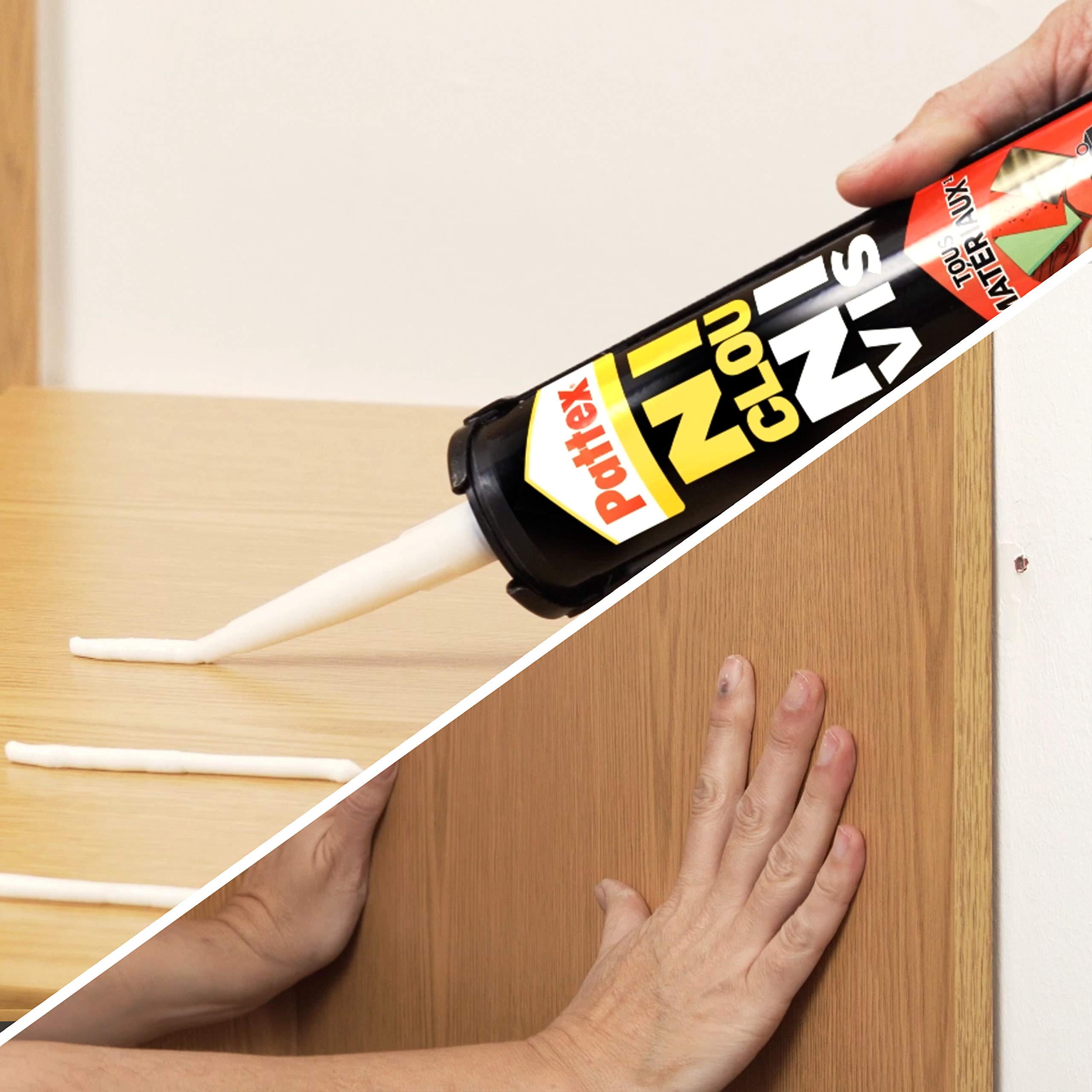 Pattex Ni Clou Ni Vis Fix Objets Lourds, Colle de fixation forte tous supports, colle de construction puissante et flexible, colle blanche, cartouche de 460 g (Lot de 2)