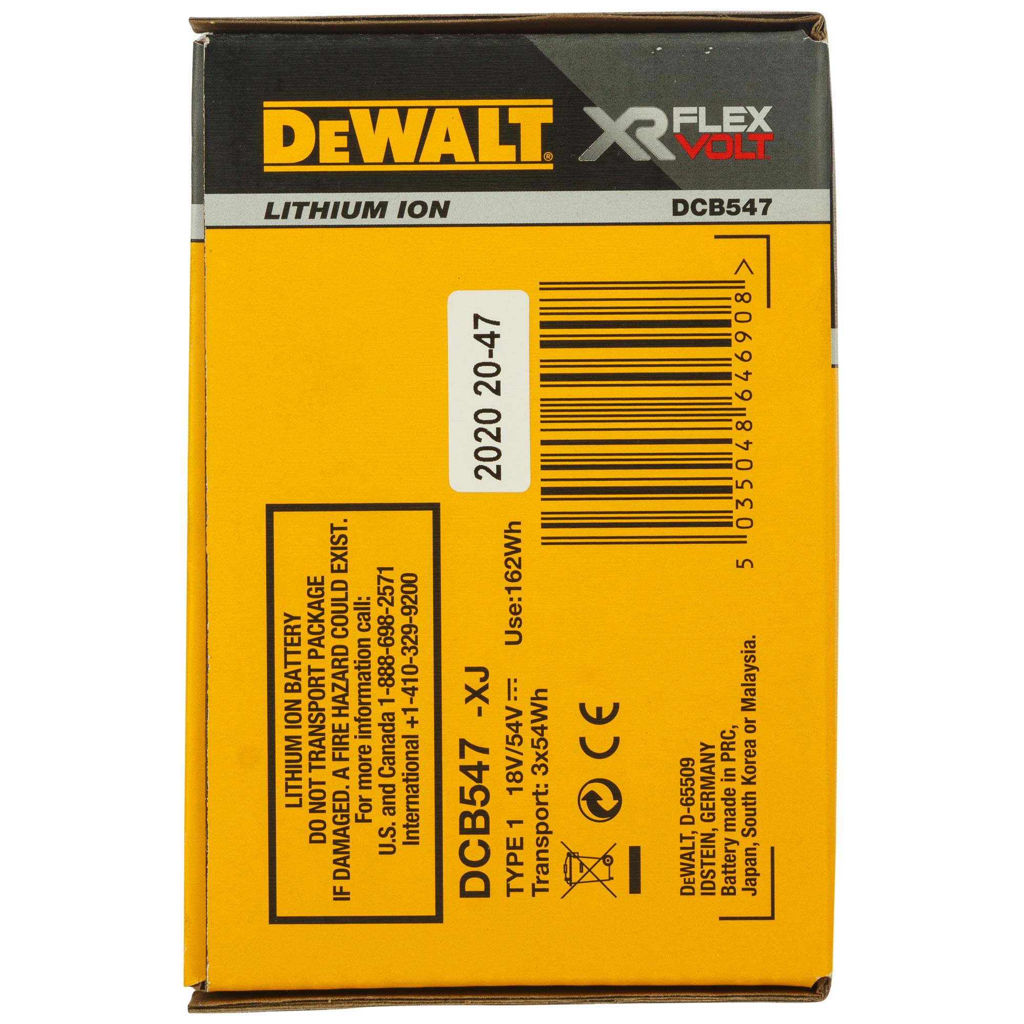 DeWalt DCB547-XJ Batterie XR FLEXVOLT 18V/54V 9Ah/3Ah Li-Ion