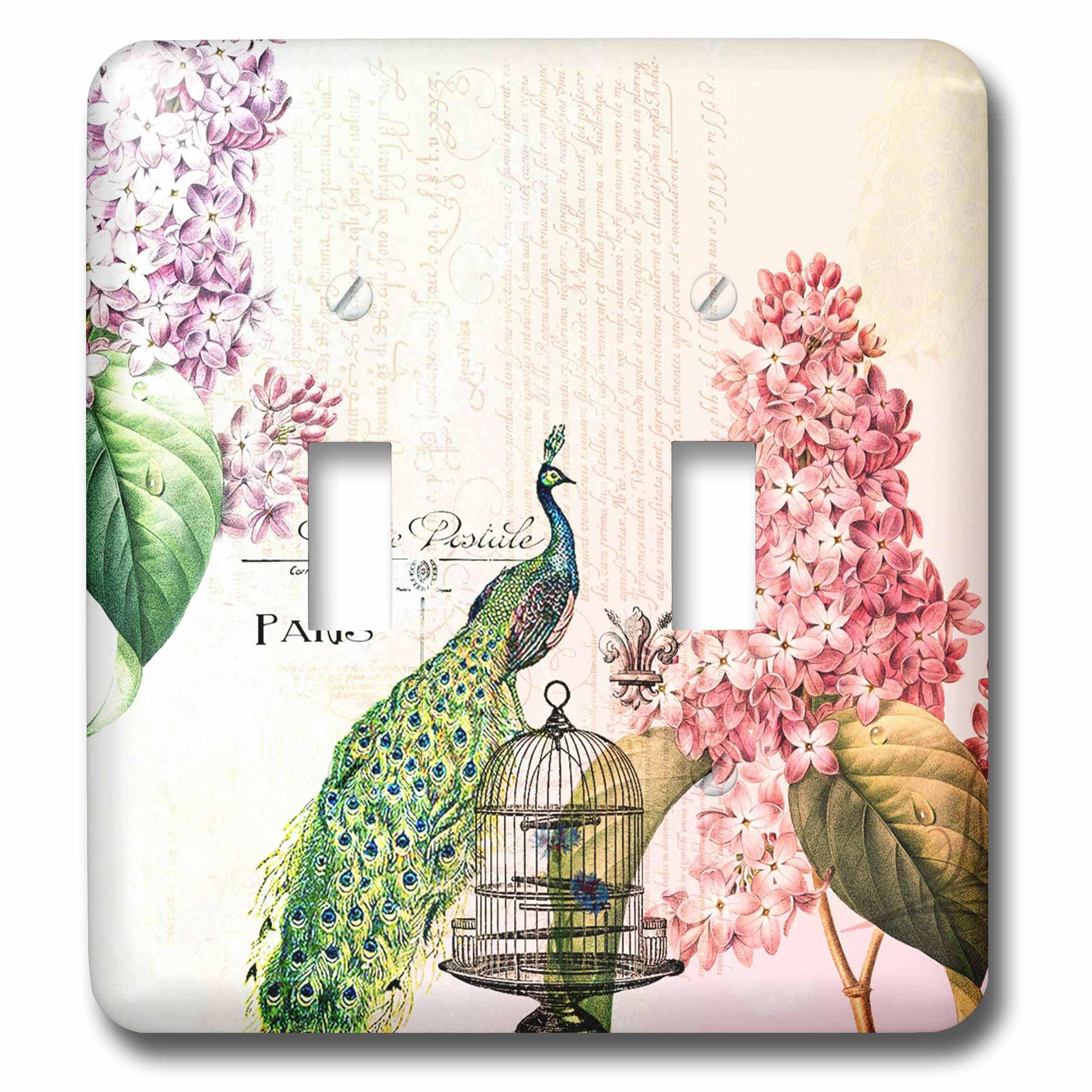 Double interrupteur à bascule Paris Paon aux motifs fleuris