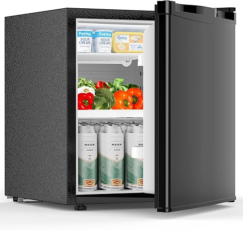 COWSAR Refrigerador compacto de 1.6 pies cúbicos con congelador, refrigerador compacto con 7 ajustes de temperatura, refrigerador pequeño de bajo