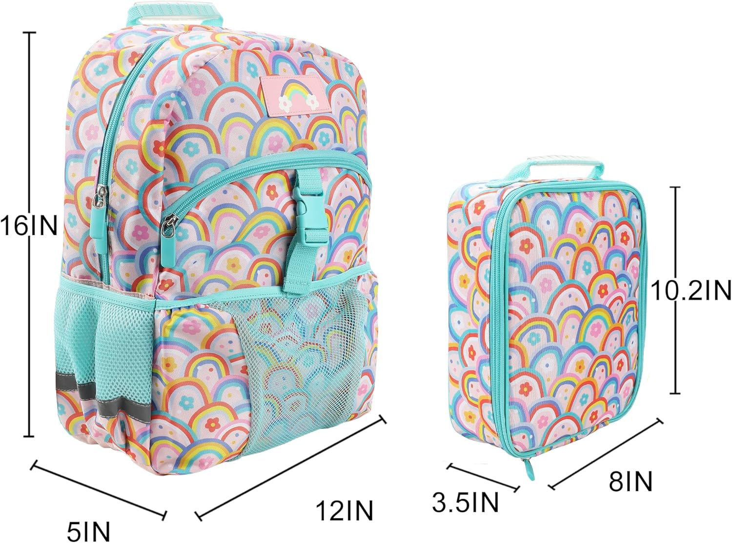 Bioworld Colorful Rainbow Collage 2-Piece 16" Backpack & Lunch Kit Set for kids - Image 4