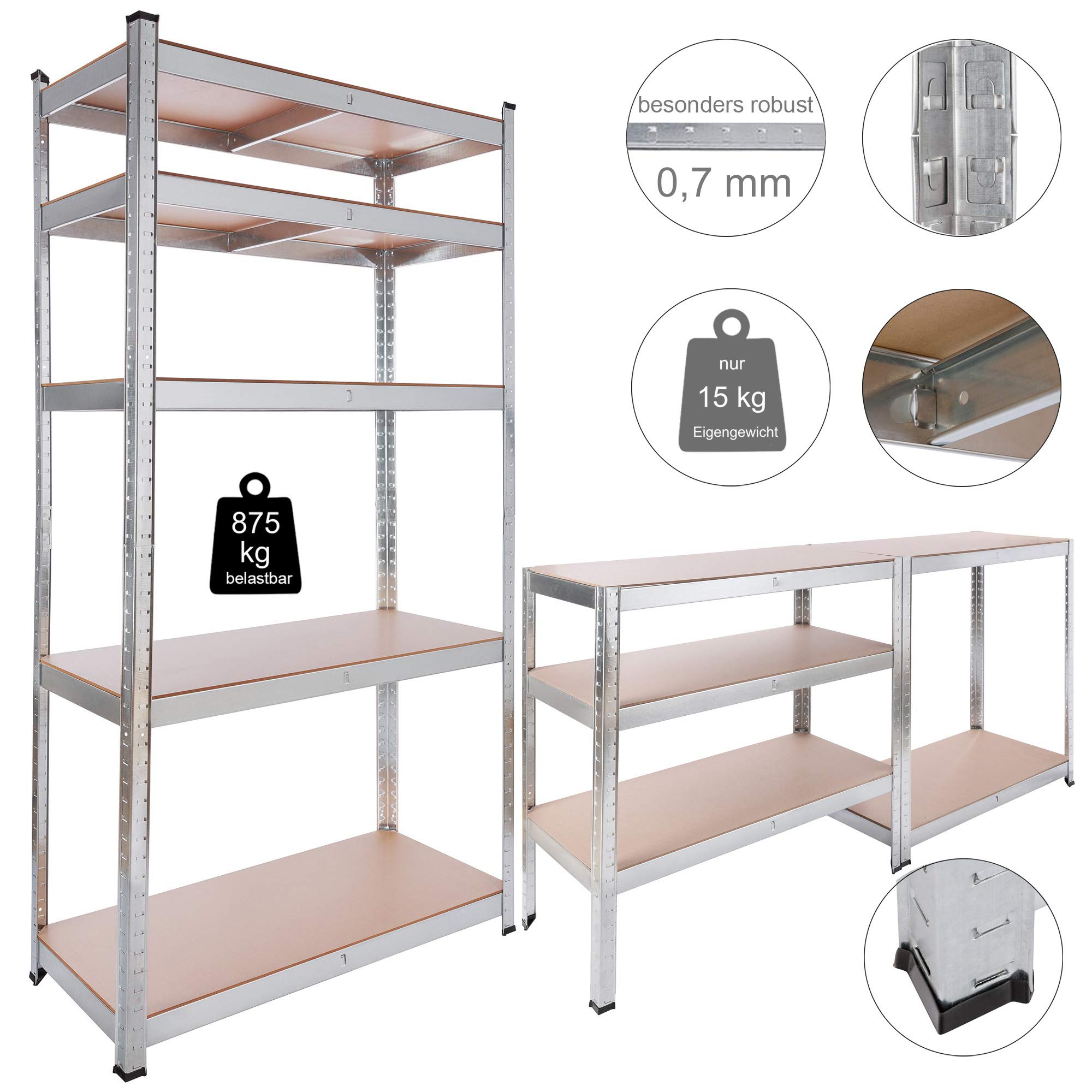 Songmics Set Van 2 - Opbergrekken - Rekken Voor Zwaar Gebruik - Kelderrekken - 180x90x40 Cm(2pcs
