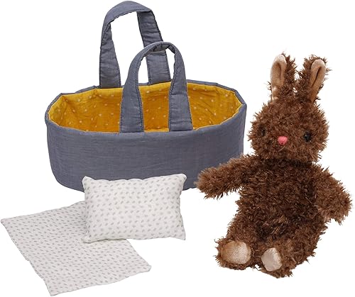 Miniatura 4 de Manhattan Toy Moppettes Beau Bunny - Juego de peluche con juguete de peluche de conejito, moisés de tela, manta y almohada