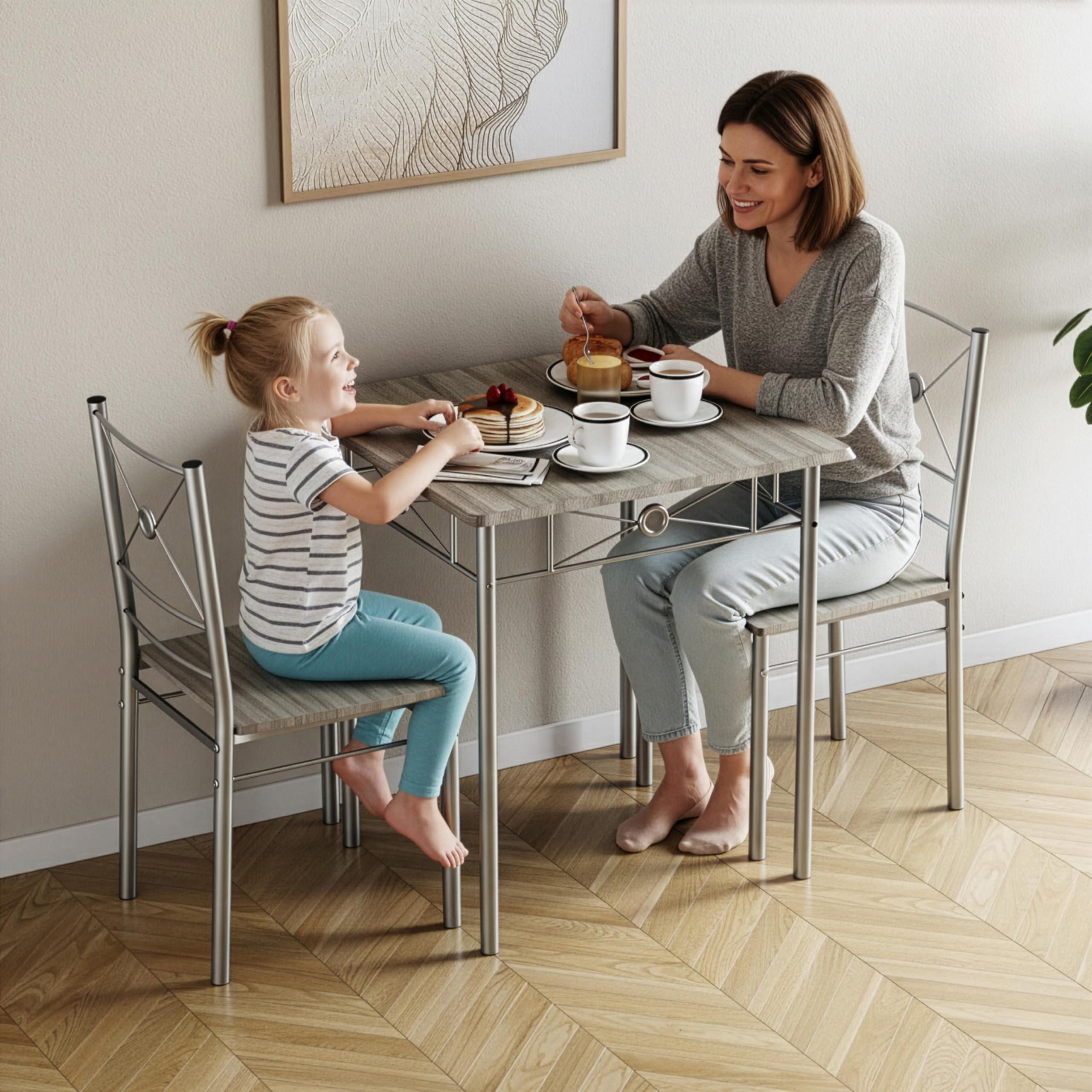 Vida Designs Roslyn - Set di tavolo da pranzo e sedie, set di mobili moderni e contemporanei per la colazione (rovere, 2 posti)