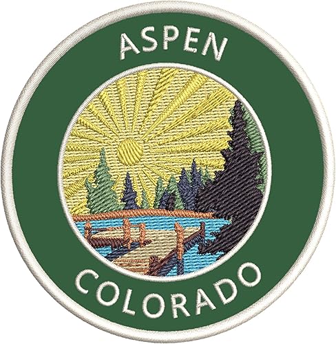 Lake Dock - Aspen - Colorado - Bordado de 3.5 pulgadas para planchar o coser, parches decorativos para vacaciones, aventura, tema novedoso