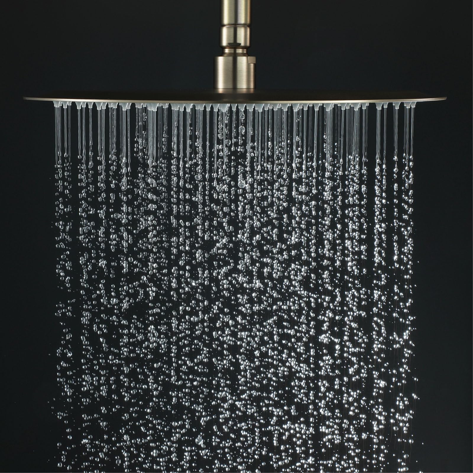 12 Pulgadas Cabezal de Ducha de Lluvia con Brazo de 38 cm, 30 x 30cm Alcachofa de Ducha de Lluvia Redondo Acero Inoxidable, Ajustable Rociador de Ducha Antical de Alta Presión, Oro Cepillado, G1/2