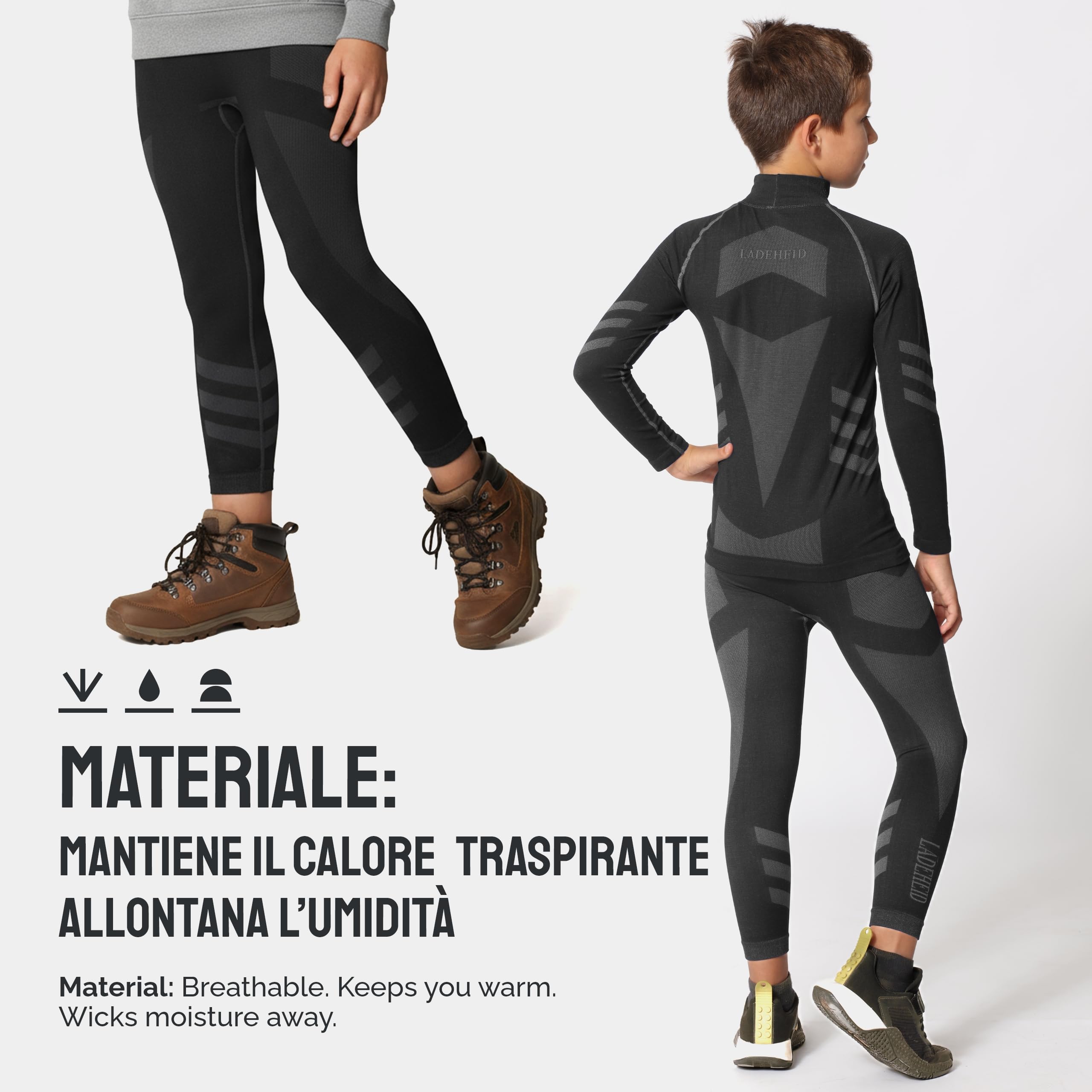 Ladeheid Completo Maglia e Calzamaglia Termiche Bambino e Bambina LAGI009