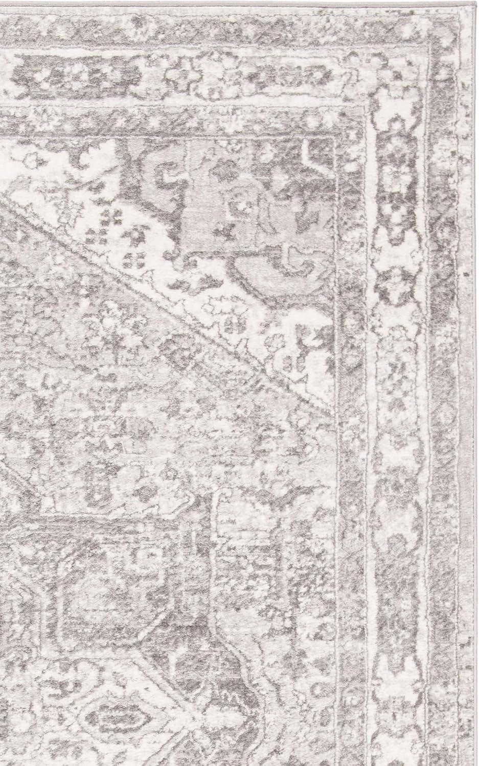 SAFAVIEH Brentwood Collection 2' x 4' Cream/Grey BNT852B Medallion Distressed Non-Shedding Living Room Bedroom Accent Rug