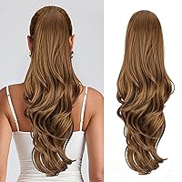Vista 36 de Extensión de cola de caballo rubio, extensión de cola de caballo con cordón de 20 pulgadas para mujeres, extensiones de cabello de cola de caballo