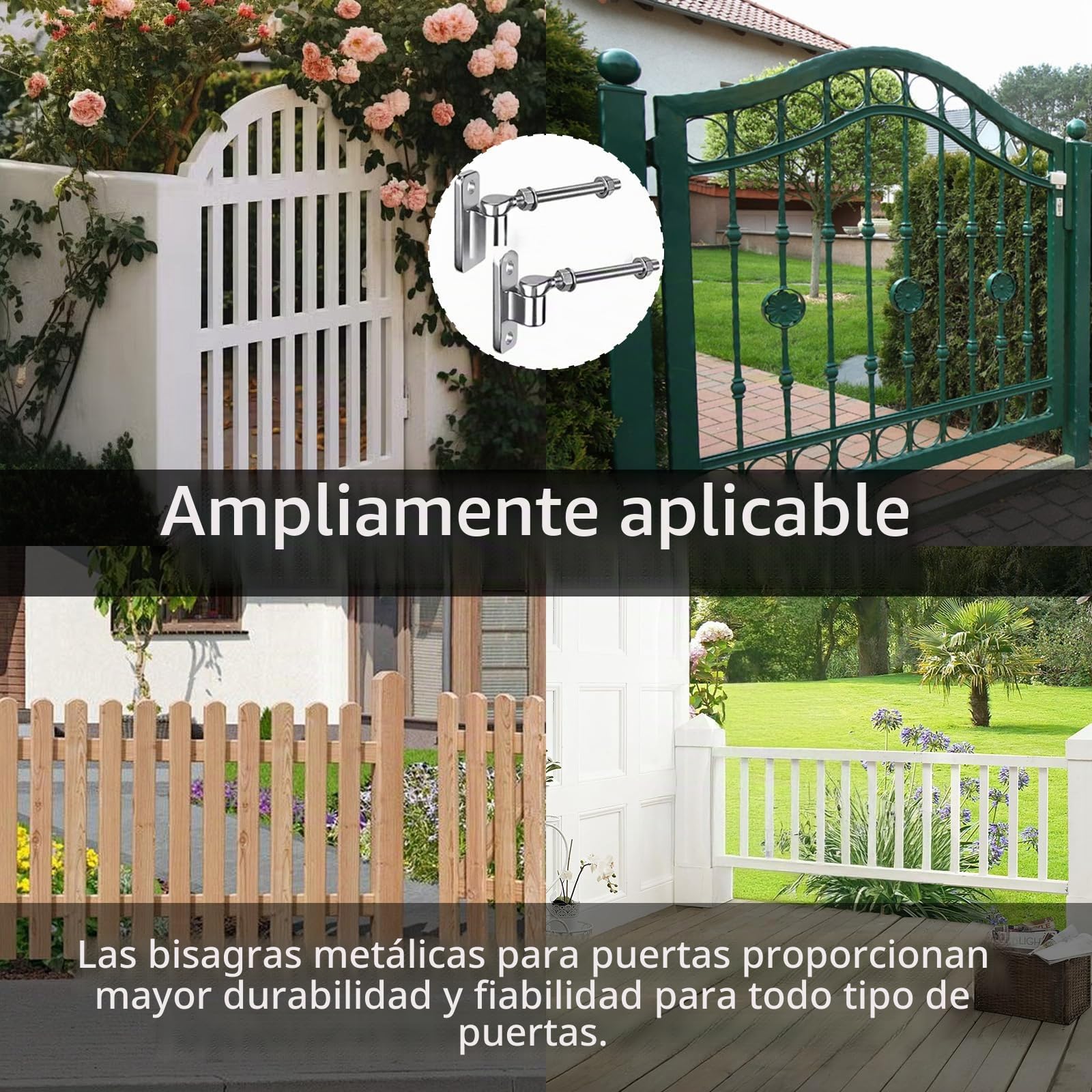 Paquete de 4 Bisagras Puertas, Bisagra Puerta de Perno en J de 6 Pulgadas con DIA M12, Bisagras Puertas Madera de Acero Inoxidable, para Portones de Granja, Cercas de Madera y Entradas de Vehículos