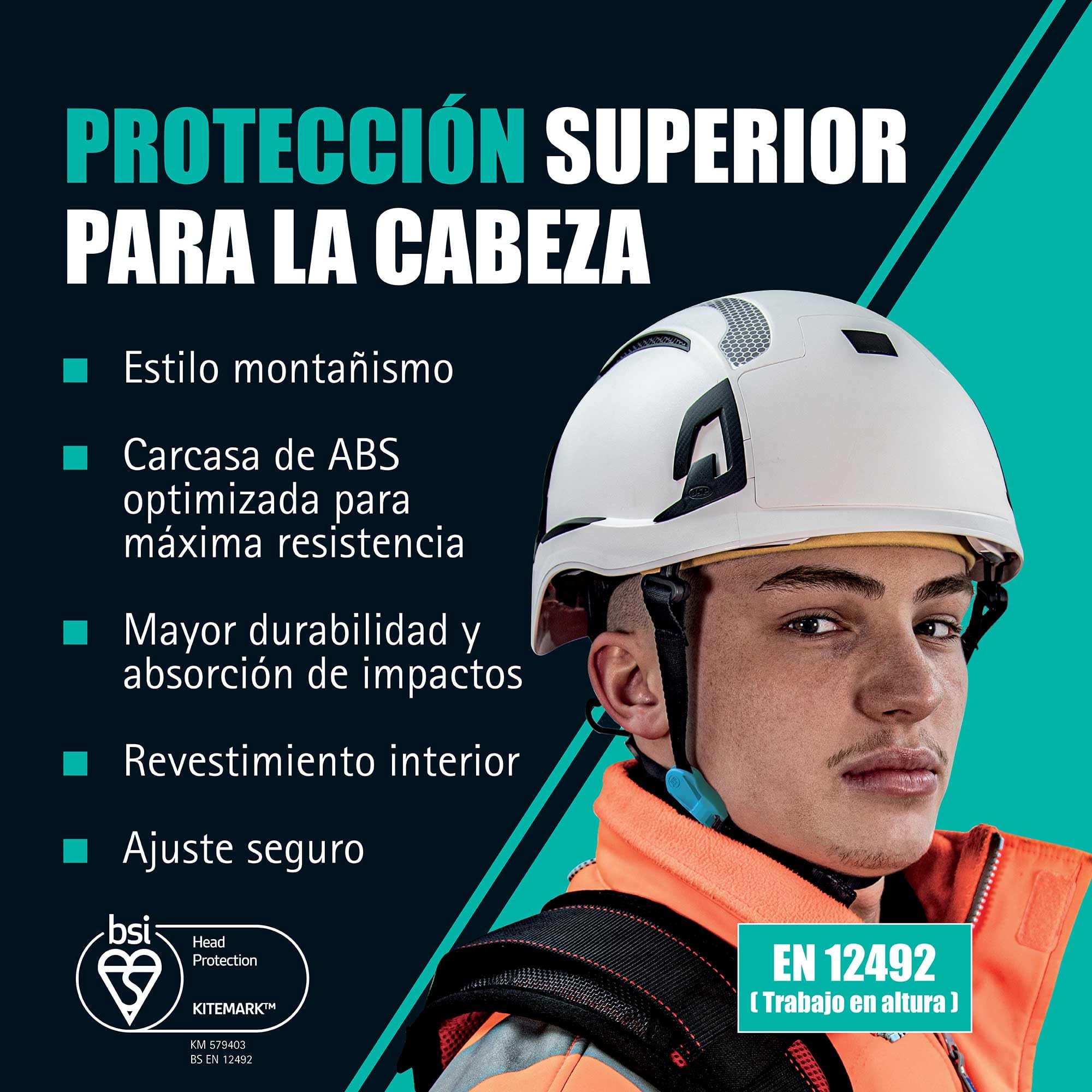 JSP EVO Alta Skyworker Safety Helmet, Wheel Ratchet, Vented, All-Round Impact Protection, Industrial Climbing helmetmeeting EN 12492 with a 4-Point Chinstrap