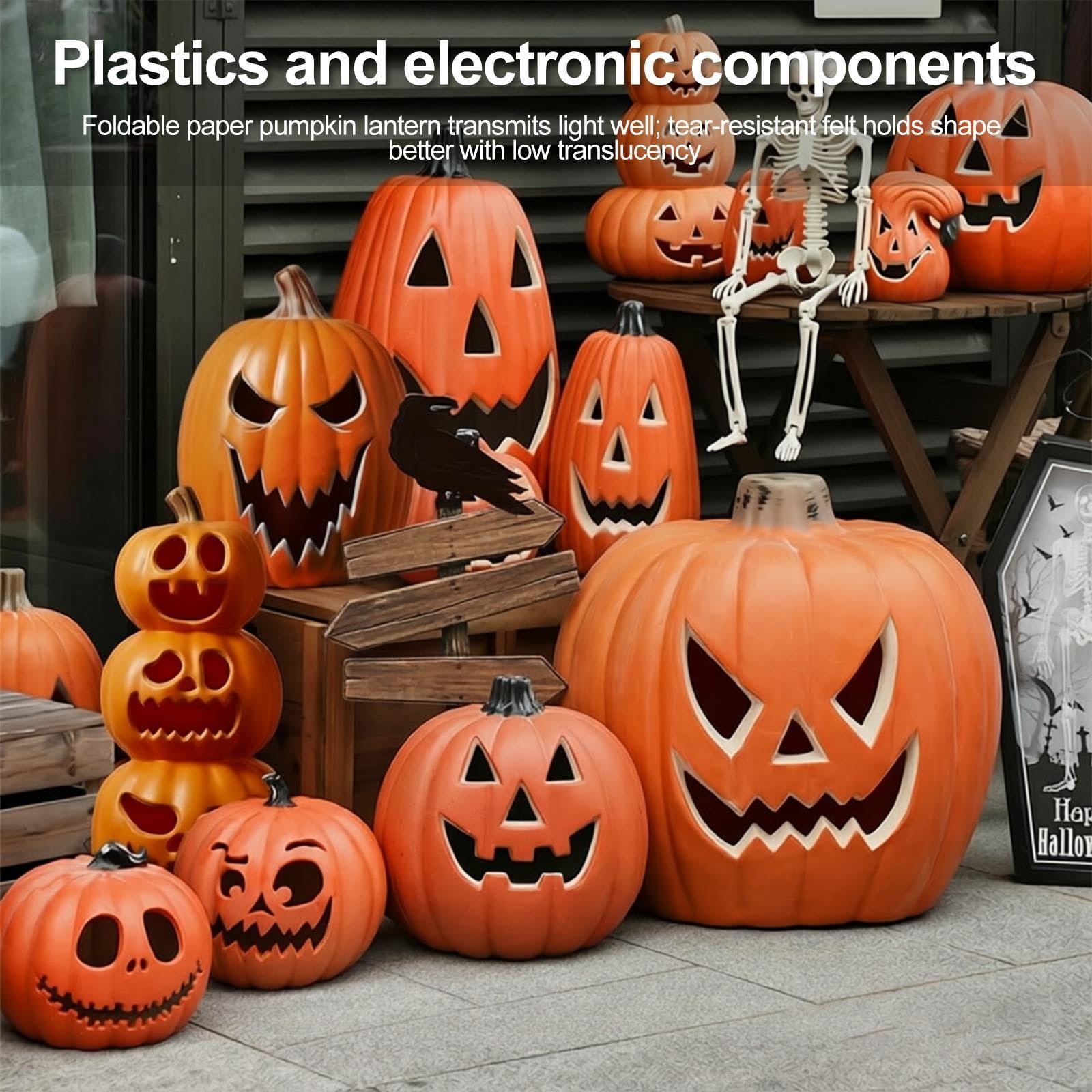 Duża dekoracja latarni dyniowej na Halloween, podświetlana latarnia
