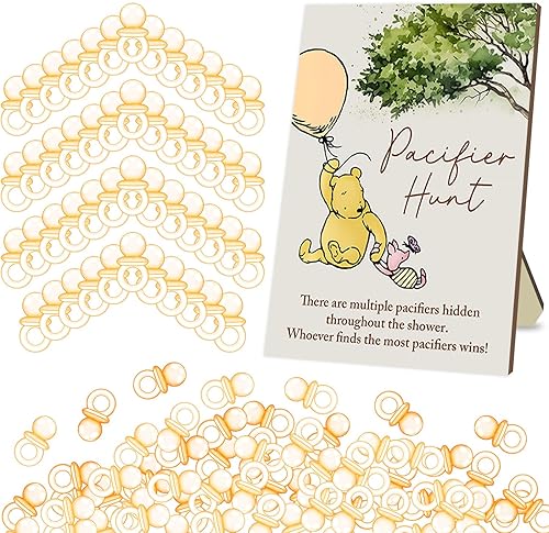 Miniatura 7 de Winnie - Juego de baby shower, juego de baby shower, decoración de fiesta de revelación de sexo y caza de chupetes, juegos de regalo de baby shower
