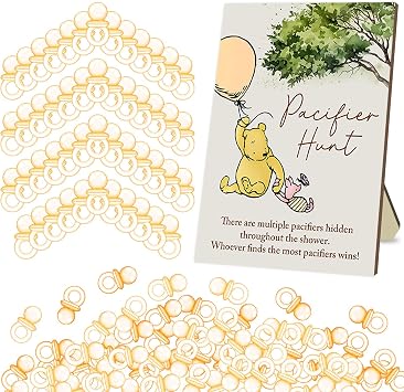 Winnie Baby Shower Games-Winnie Baby ShowerDecorations-Pacififer Hunt Baby Shower Games-Baby Mini Pacifiers for Baby Shower Game Gift Sets for Baby Gender Reveal Party Favors Decoration
