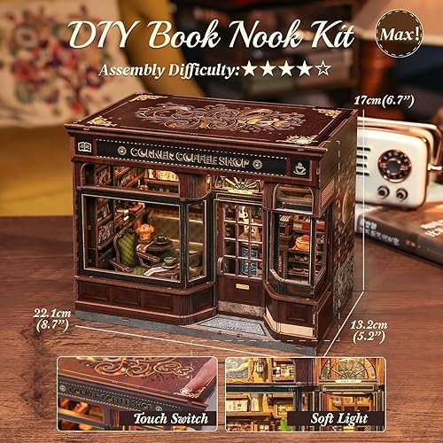 Miniatura 6 de CUTEBEE Kit de rincón de libros  Kit de casa de muñecas en miniatura para adultos, Booknook Tiny House Librería Decoración 3D Rompecabezas de