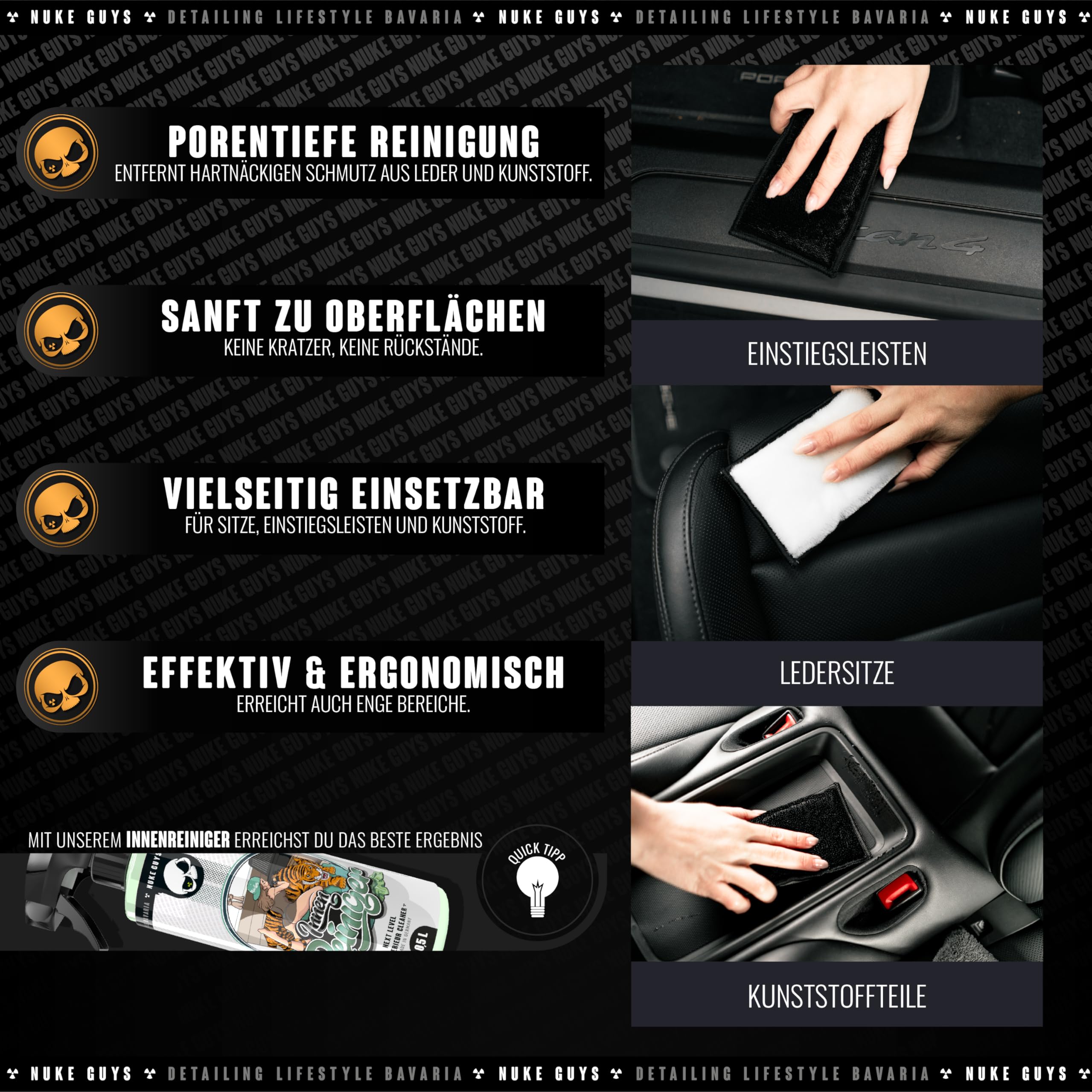 Nuke Guys Tampon de nettoyage intérieur 5X | Tampon de nettoyage intérieur de voiture pour un intérieur propre et profond des pores | Les fibres de nylon innovantes éliminent la saleté tenace du