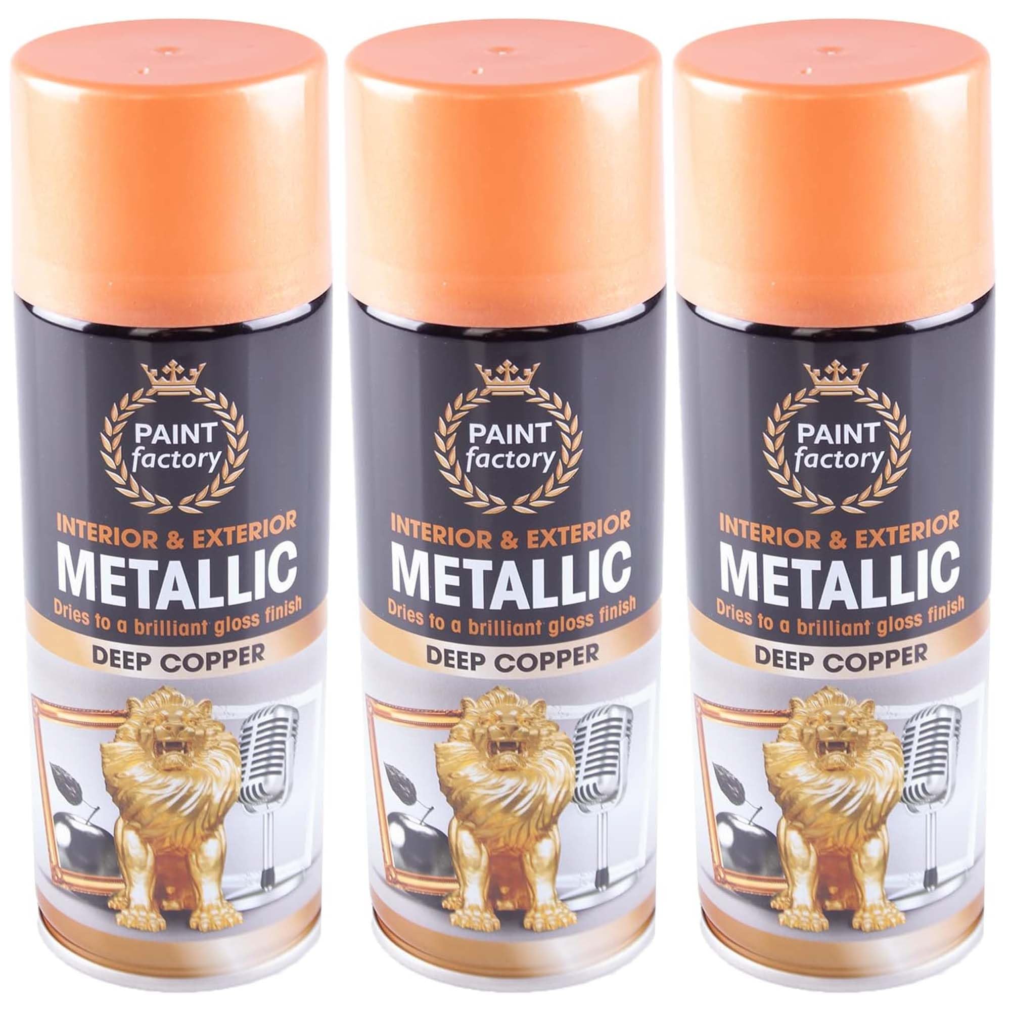 PEBBLE HUG Deep Copper Metallic Spray Paint, Fast-Drying Formula, Automotive Parts, Home Décor, DIY Crafts, Furniture Restoration, Rust Protection, Interior and Exterior Use, 400ml, (3 Pcs)
