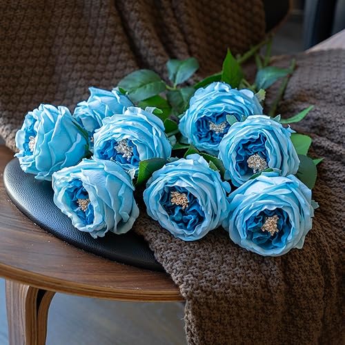 Miniatura 5 de Flores Falsas para Decoración Decoración del Hogar Flores Artificiales de Tacto Real Austin Rosa Peonía Látex Flor Falsa Decoración de Salón Rosas