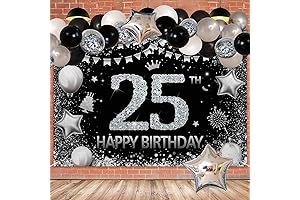 Happy 25th Anniversary Backdrop Banner with Balloon Arch Kit
