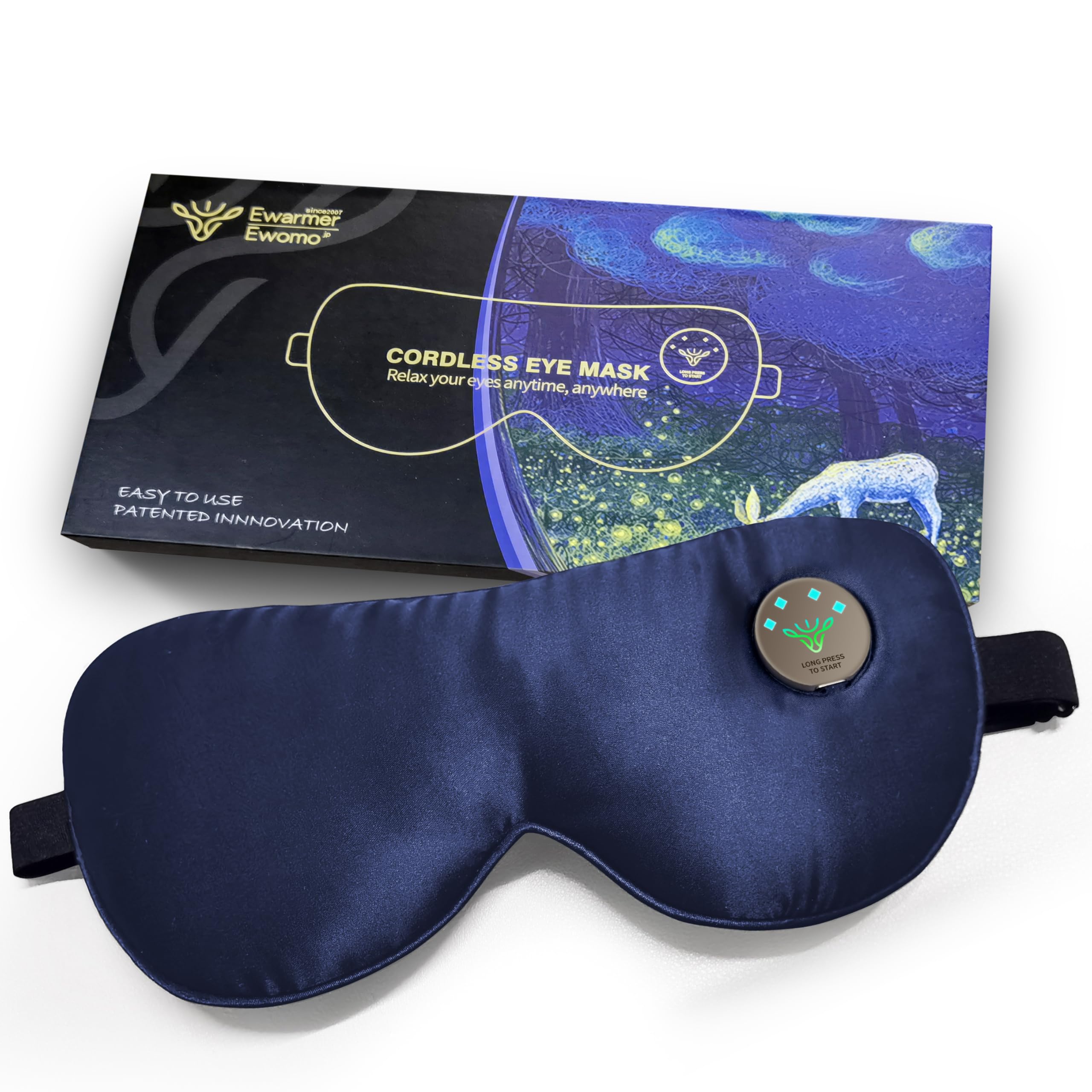 High-Grade Cordless Heated Eye mask for Dry Eyes, Fast Heat,Real Silk Sleep Eye mask, Block Out Light,Side Sleep, USB Rechargeable for Travel, Electric Warm Eye Compress, Long Battery Life