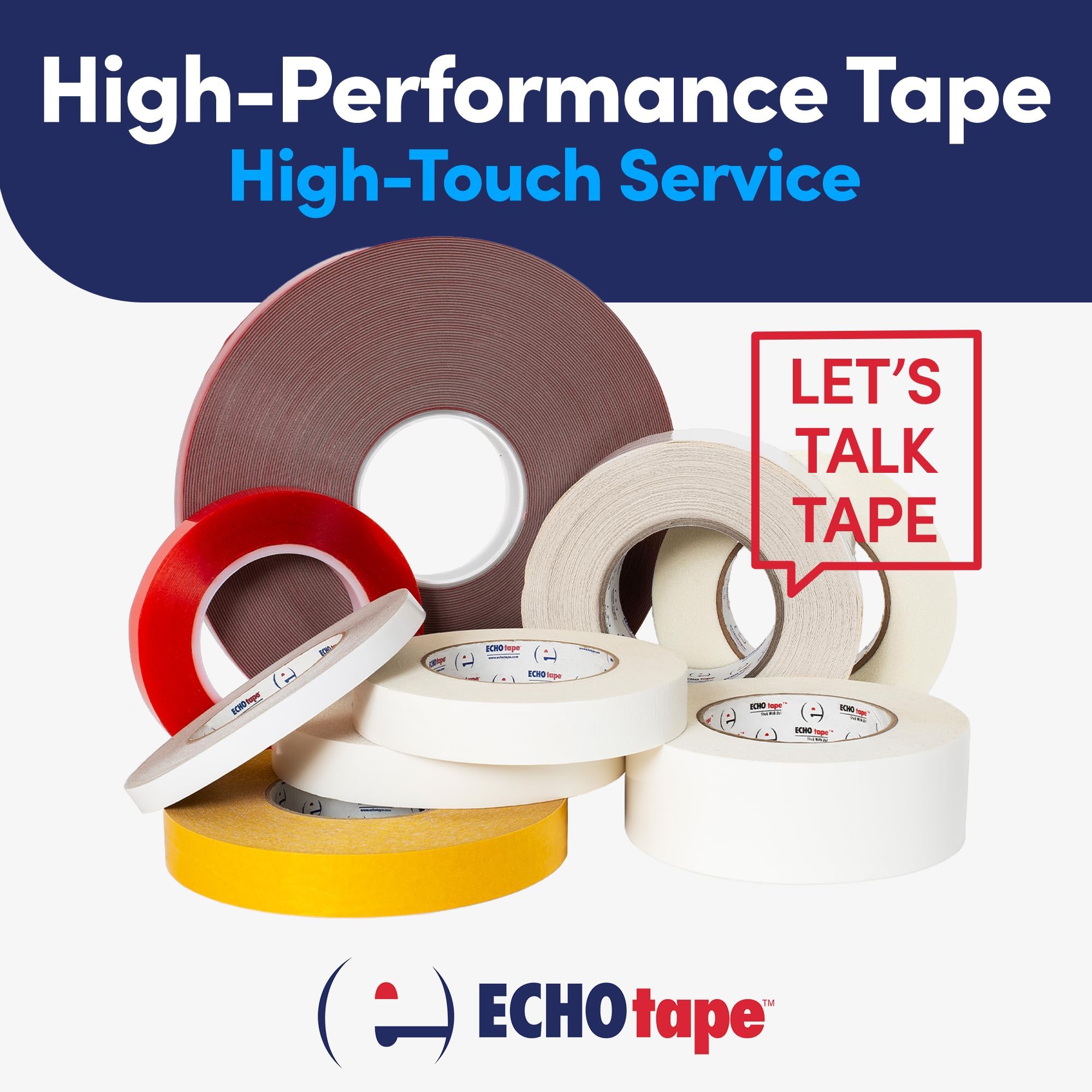 ECHOtape DC-U032A | Nastro biadesivo bianco | Doppio nastro resistente | Montaggio e incollaggio permanenti | Doppio nastro forte | Nastro biadesivo per interni ed esterni | 0,94 "x 50 m