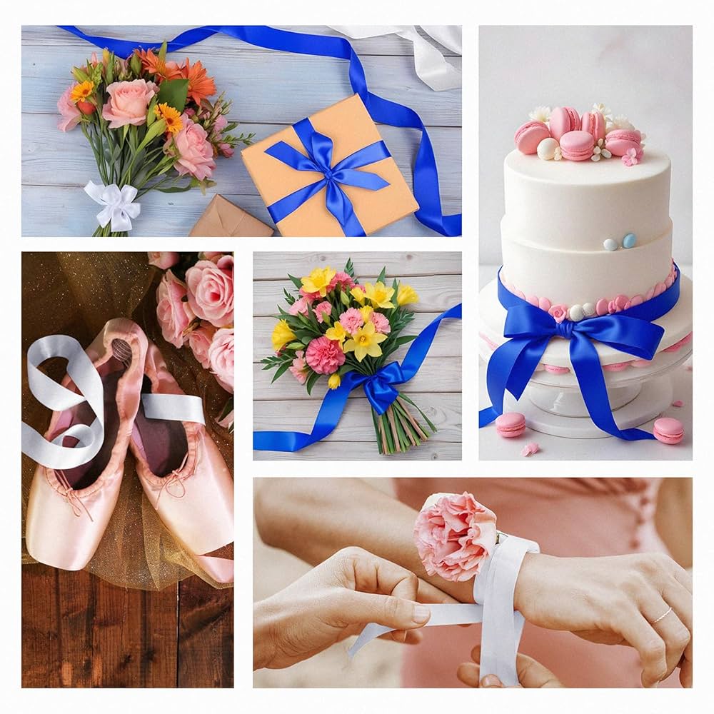 pellicule ribbon gather lib blouson フリル Amazon.com: Flezoo 25 Yards Blue Satin Ribbon 1 1/2inch