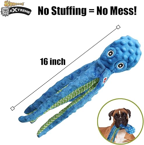 Miniatura 3 de Skinneeez Extreme Stuffingless juguete rechinador, durable con forma de pulpo para perro y gato, 16 pulgadas, surtidos de Ethical Pets