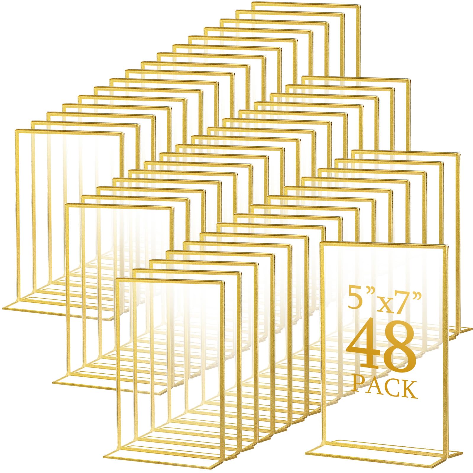 Hoteam Gold Acrylic Sign Holders, Gold Picture Frames Clear Wedding Table Numbers Double Sided Acrylic Holders for Wedding Restaurant Table Number