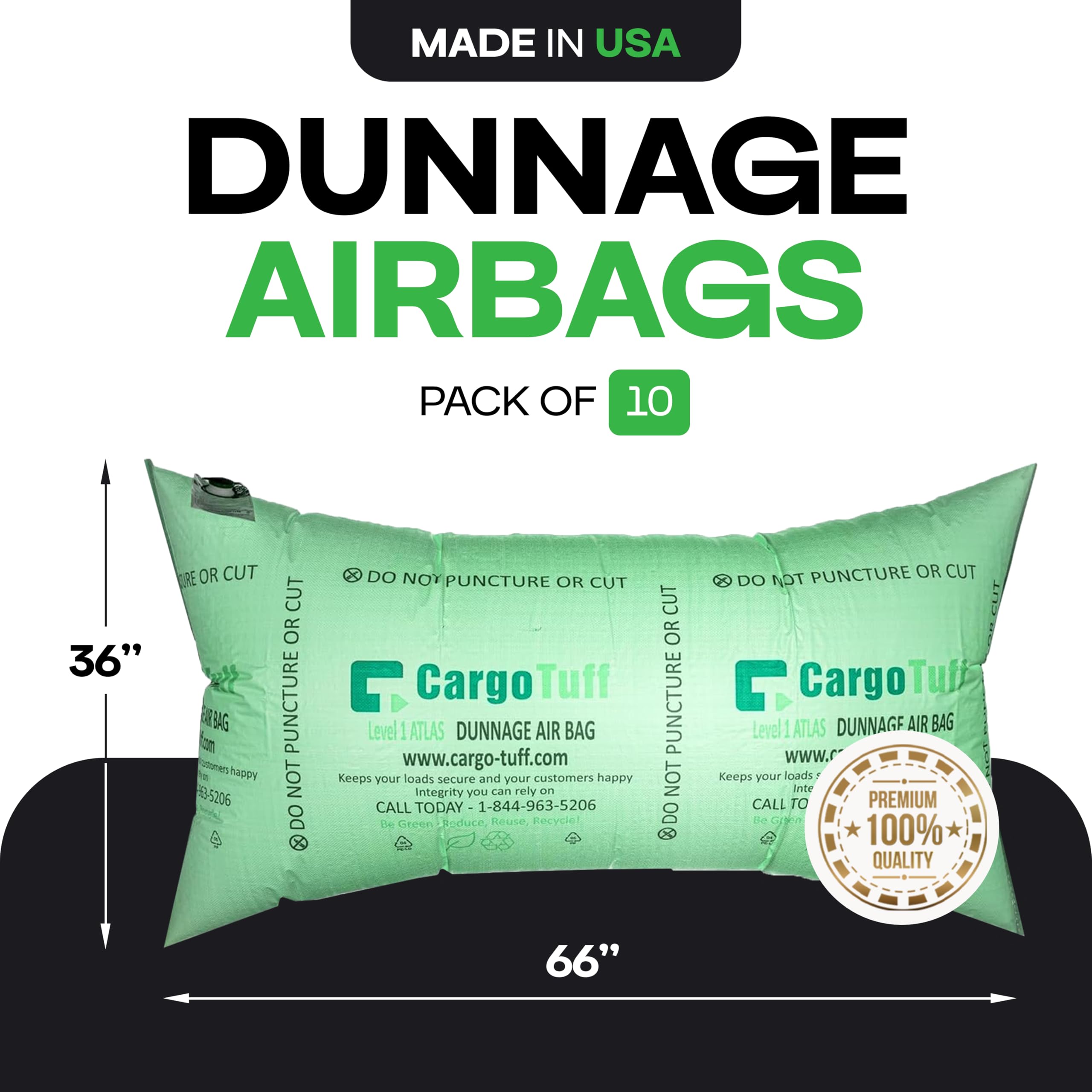 IDL Packaging Lot de 10 airbags de calage en polypropylène tissé, niveau 1 – Remplissez le vide dans les camions et les expéditions intermodales, réutilisables – Airbags de sécurité de charge pour