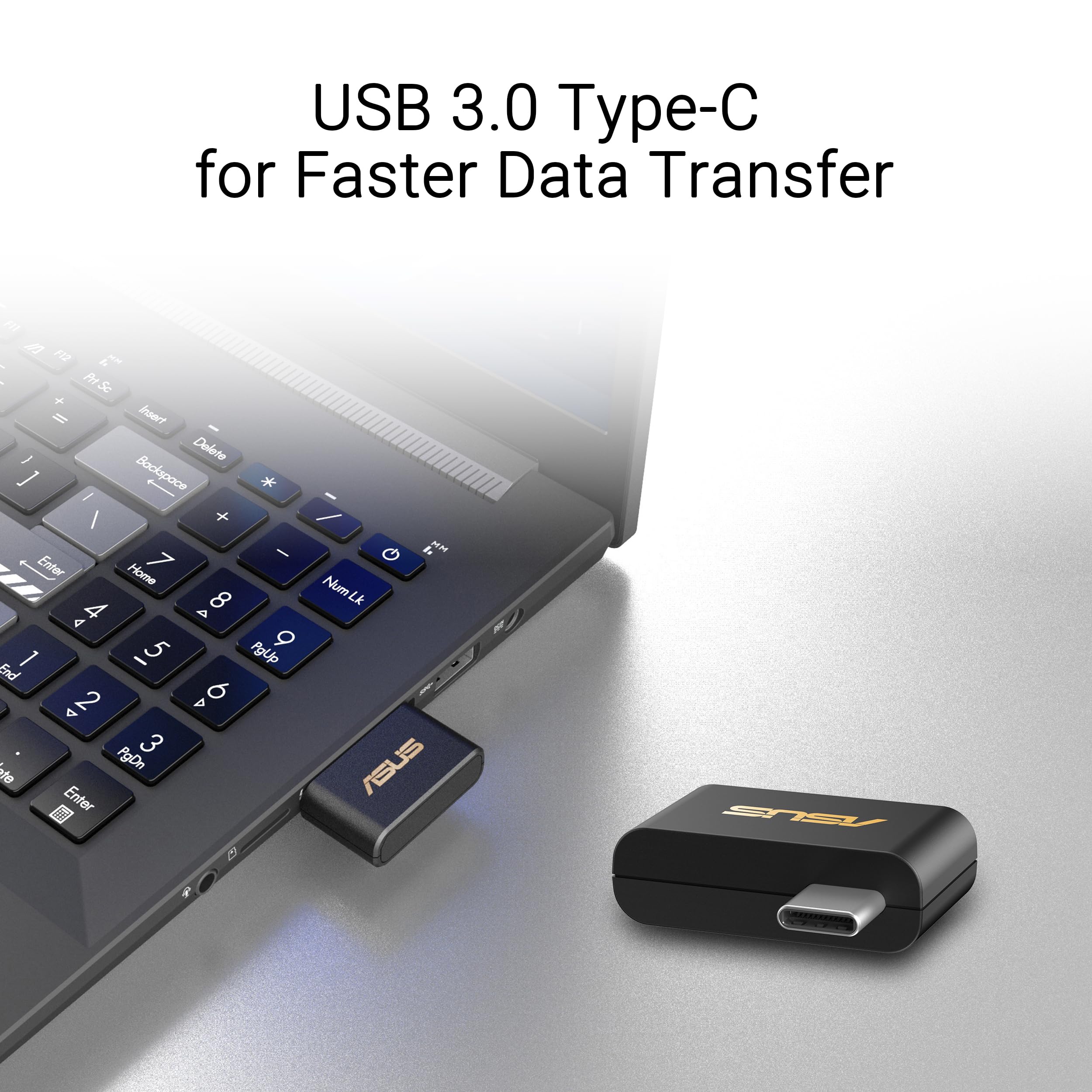 ASUS Tri-Band BE6500 Mini Adaptateur USB WiFi 7 (Bande 6 GHz, Prend en Charge 4096-QAM, Plug and Play, USB 3.0, Compatible avec Windows 10 & 11)