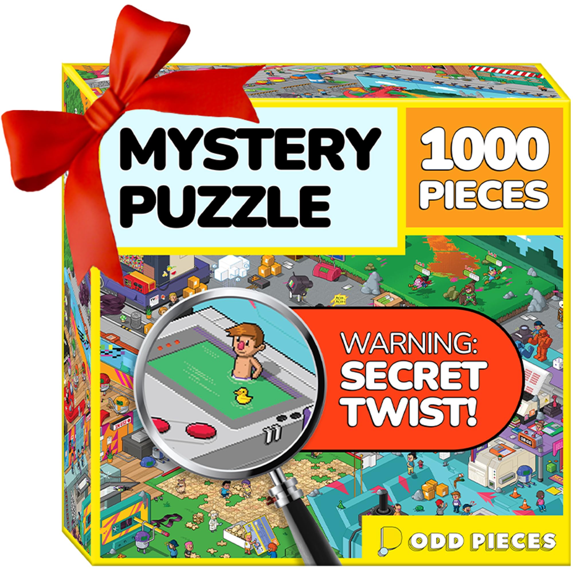 Odd Pieces Jigsaw Puzzles 1000 Pieces with Storytelling Comics, for Women, White Elephant, Mystery Puzzle for Adults & Kids - 19.7'' x 27.6'' Frameable Magic Puzzle Art (Glitch)