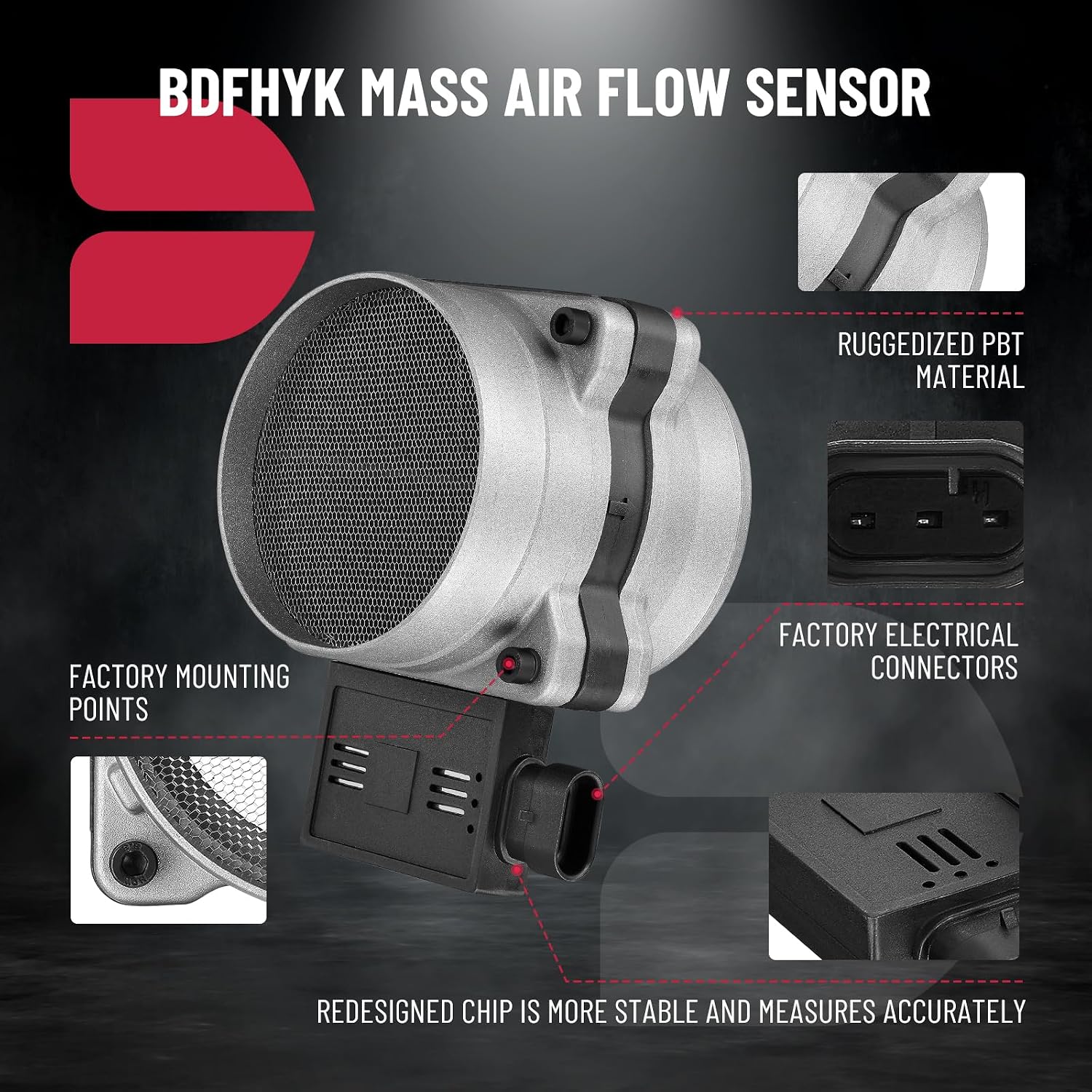 BDFHYK Mass Air Flow Meter MAF Sensor 25008219 MA101 Compatible with Chevrolet C1500 C2500 C3500 Camaro Tahoe Corvette Compatible with Pontiac Firebird GTO Compatible with GMC Savana Yukon 1993-2002