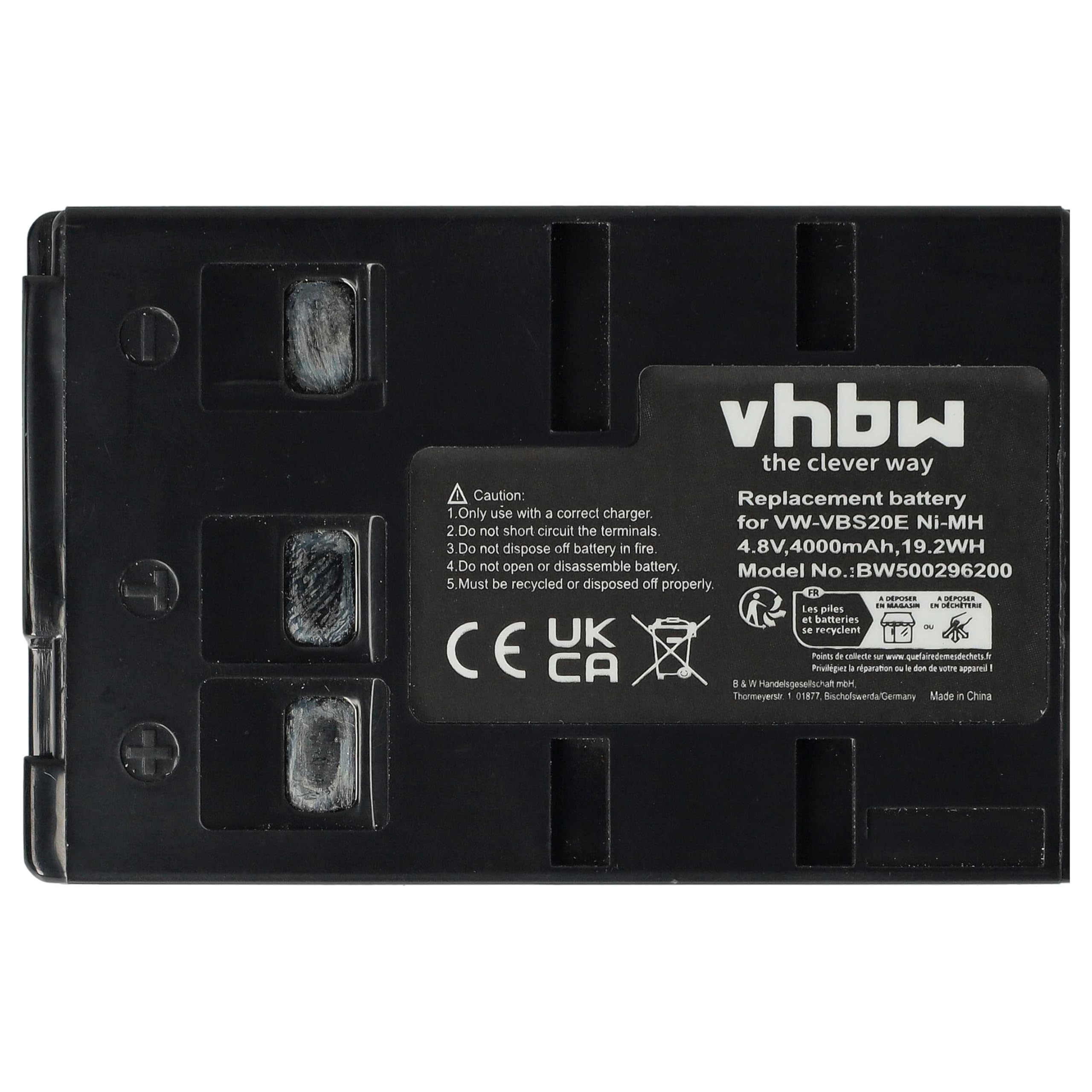 vhbw 2x batteria sostituisce Panasonic HHR | V211, VW-VBH10E, HHR-V212, P-V212, PV211 per videocamera camcorder (4000mAh, 4,8V, NiMH)