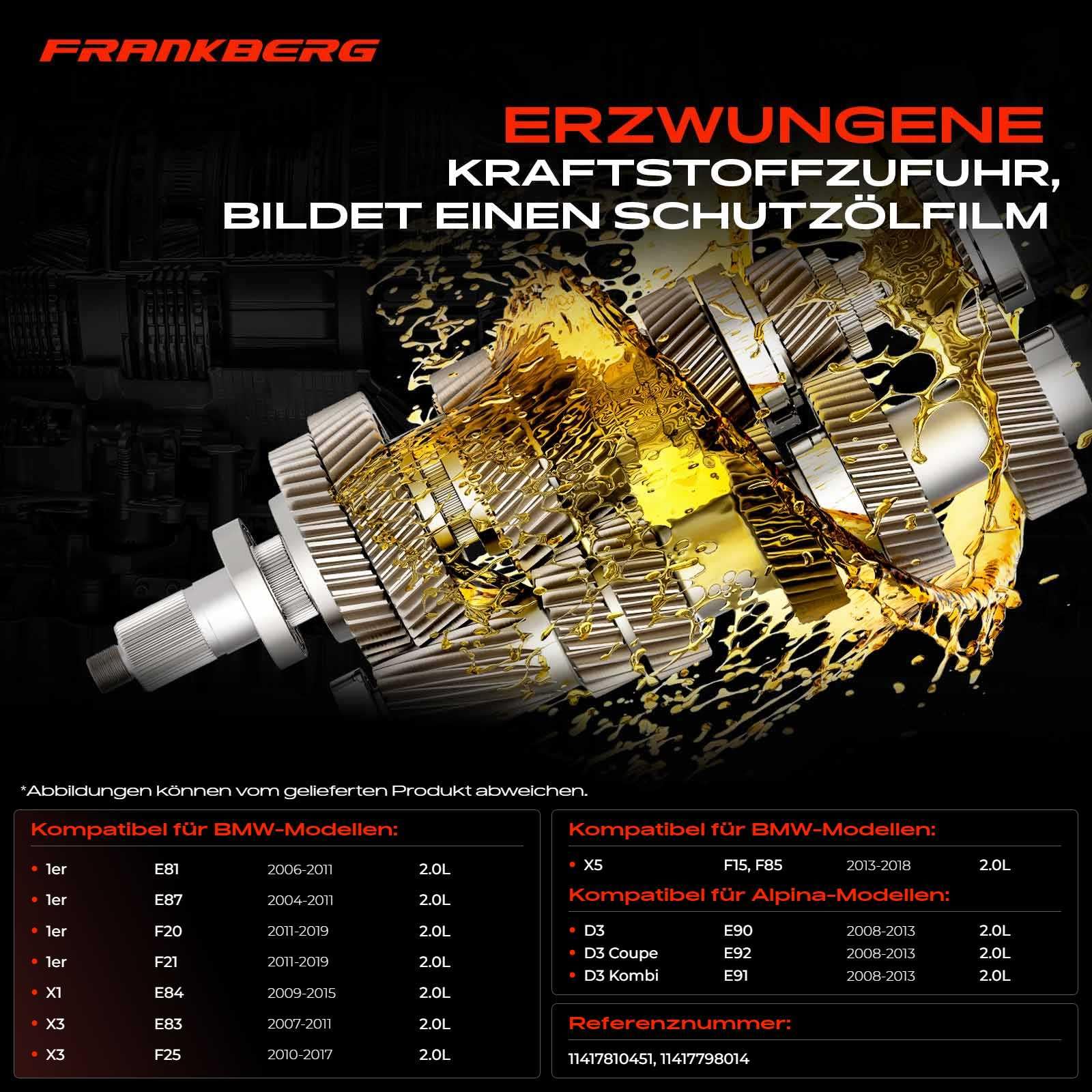 Frankberg Ölpumpe Oil Pump MotorÖlpumpe mit Zahnrad Mutter Diesel Kompatibel mit 1er E81 E87 F20 1er F20 F21 E88 E82 3er E90 F30 F80 X3 E83 F25 Replace# 11417798014