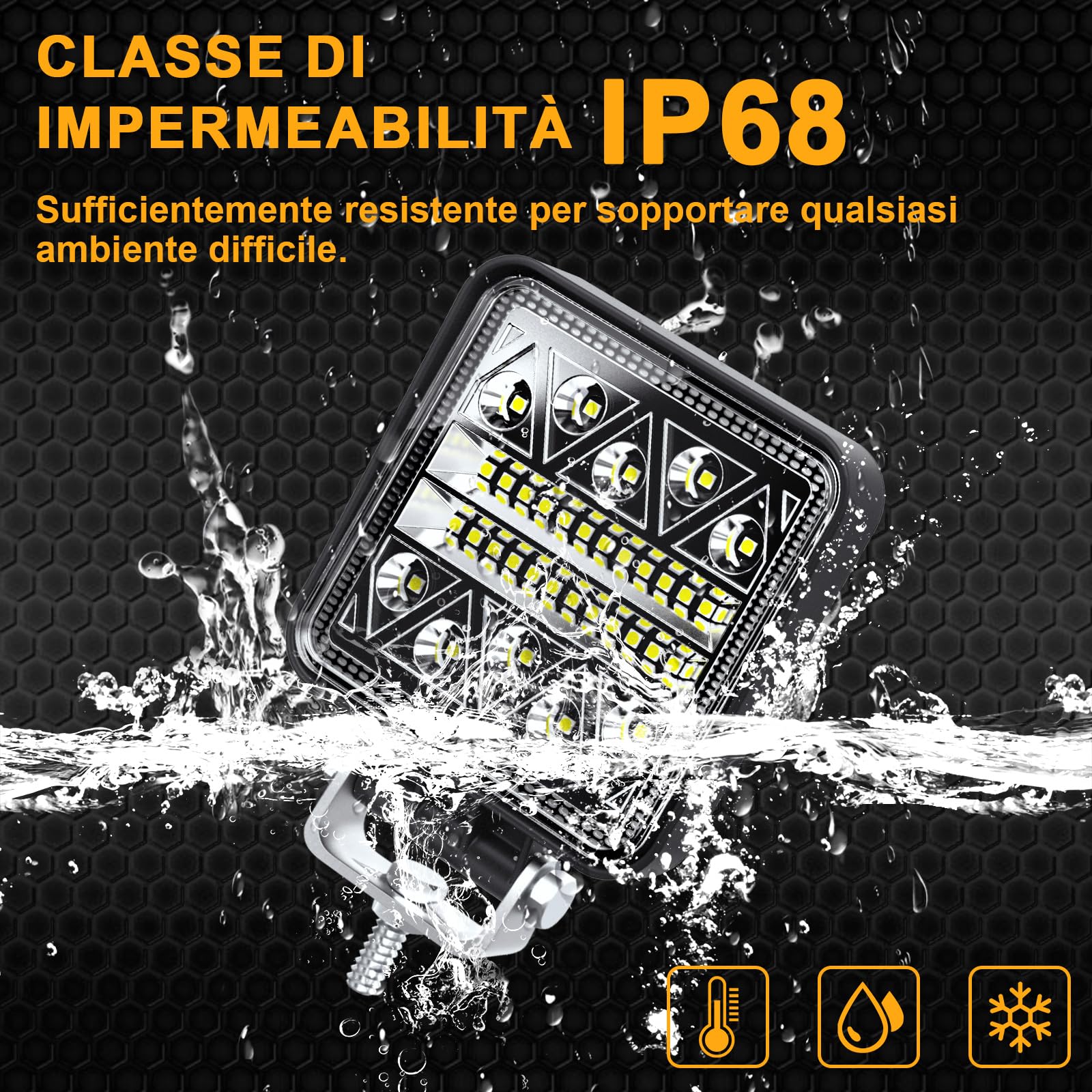 antom 2 Pcs Faro da Lavoro Led Quadrato 102W Faretti di Profondità Supplementari a Led per Trattore, Barca, Camper, Pick Up, Fuoristrada, Gokart