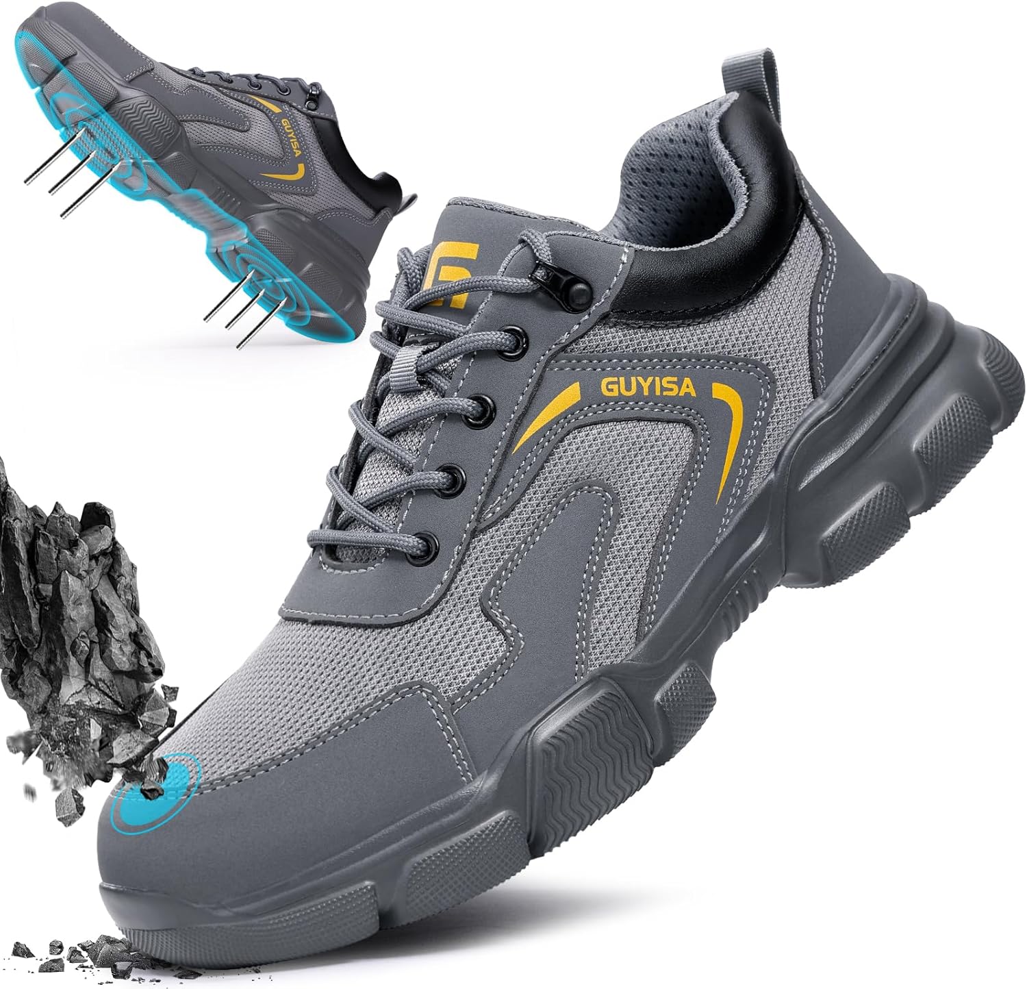 Steel Toe Shoes for Men Lightweight Puncture Resistant Safety Footwear Work Shoes Men Safety Work Shoe Comfortable for Construction Warehouse Jobs