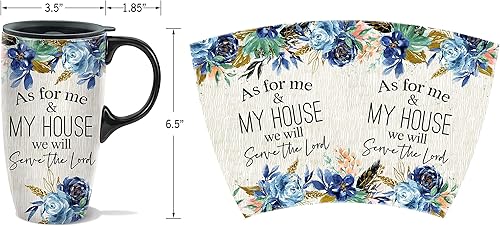 Miniatura 8 de Topadorn Taza de café con tapa, tazas de cerámica de 17 onzas, tazas de té de porcelana y café con leche para el hogar y la oficina, apto para