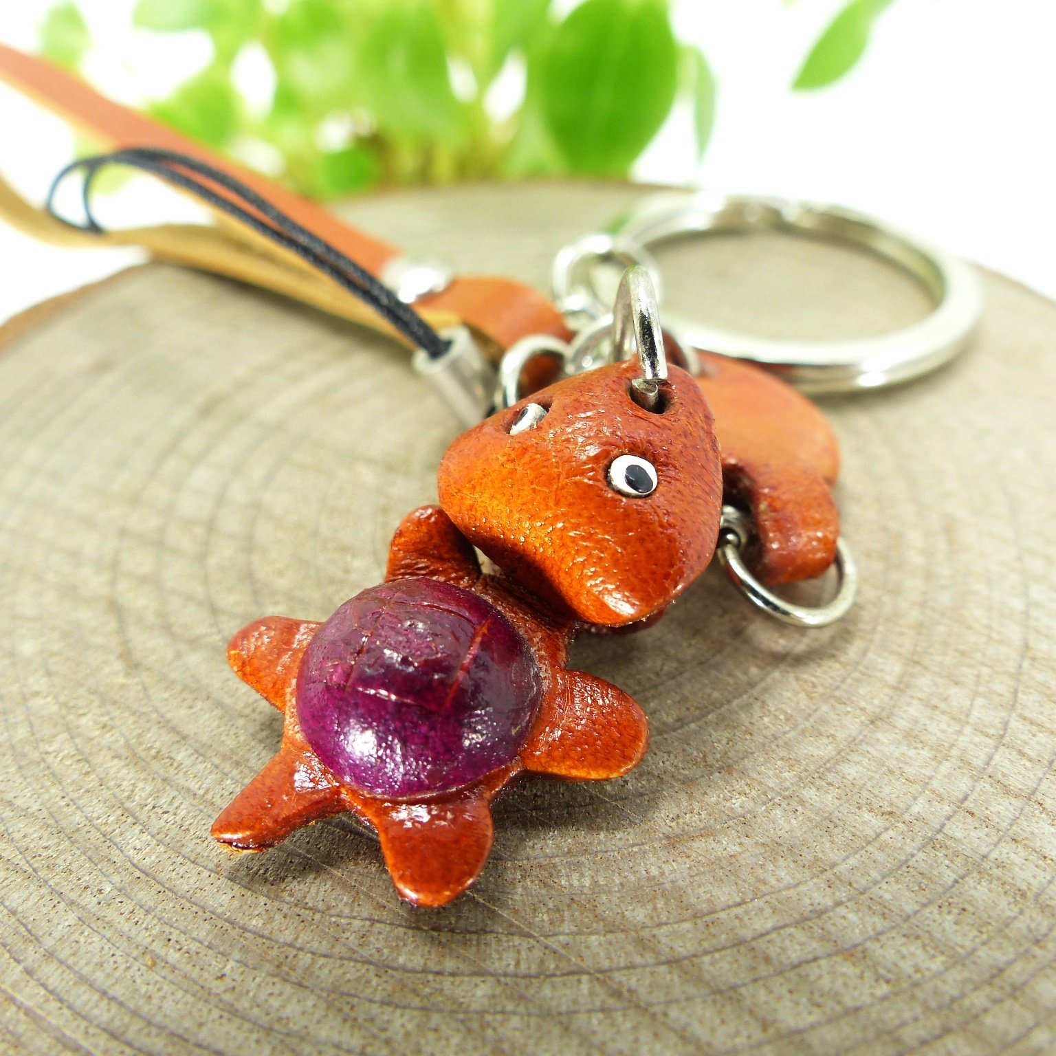 Amazon.co.jp: 牛革製動物マスコット キーホルダーストラップ 亀(カメ