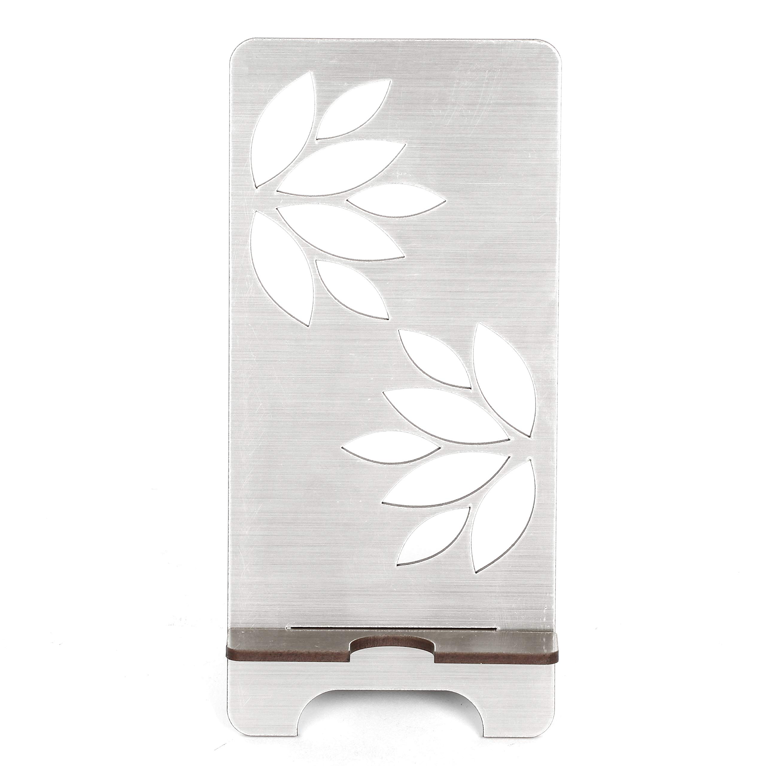 DULI MDF Wooden Lasercut Portable Mobile Stand & Holder (Lotus Silver) - Image 4 thumbnail