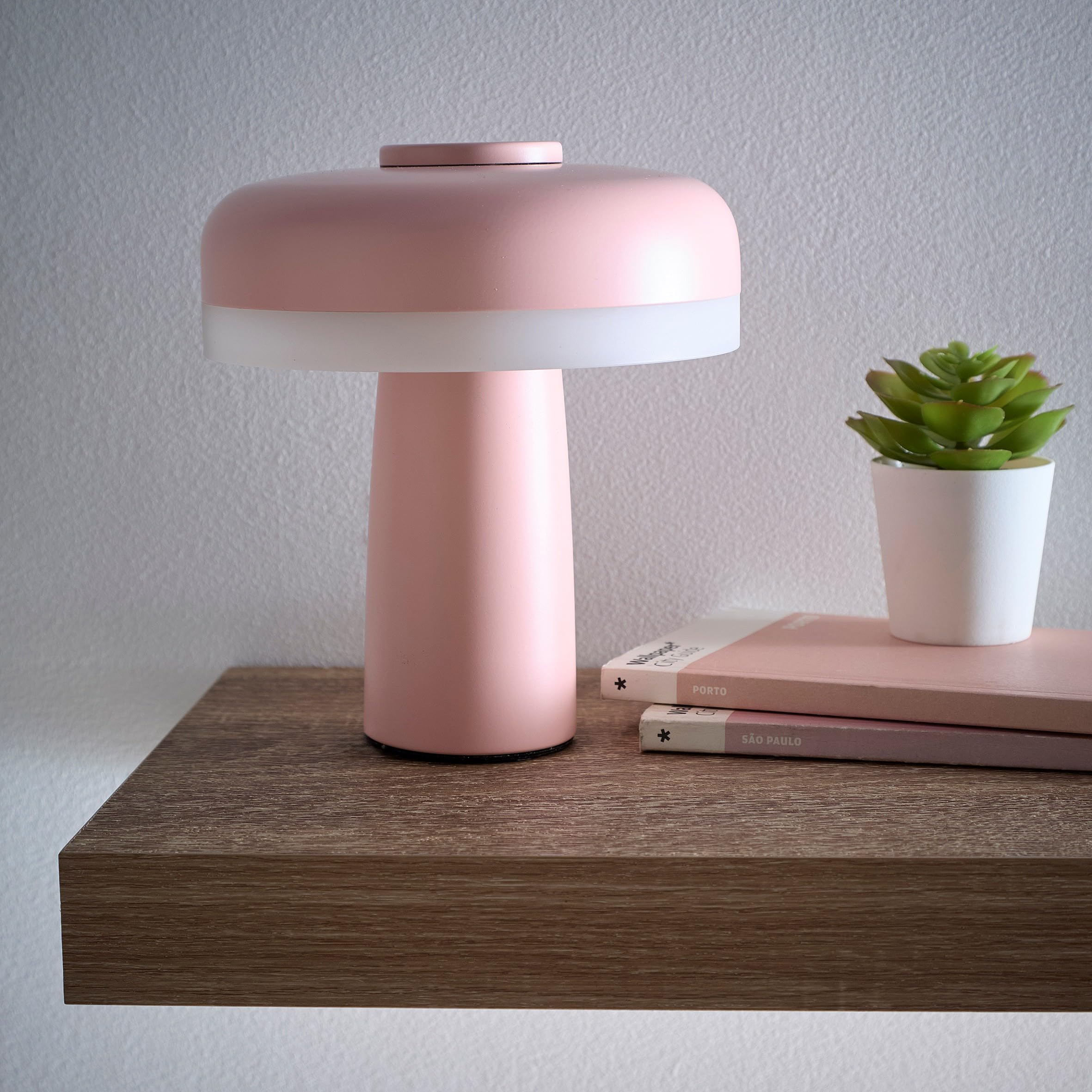 Rechargeable LED Table Lamp with staged dimming in Black, Cream, Light Blue, Green, Ochre, Red and Pink (Pink) — image 1
