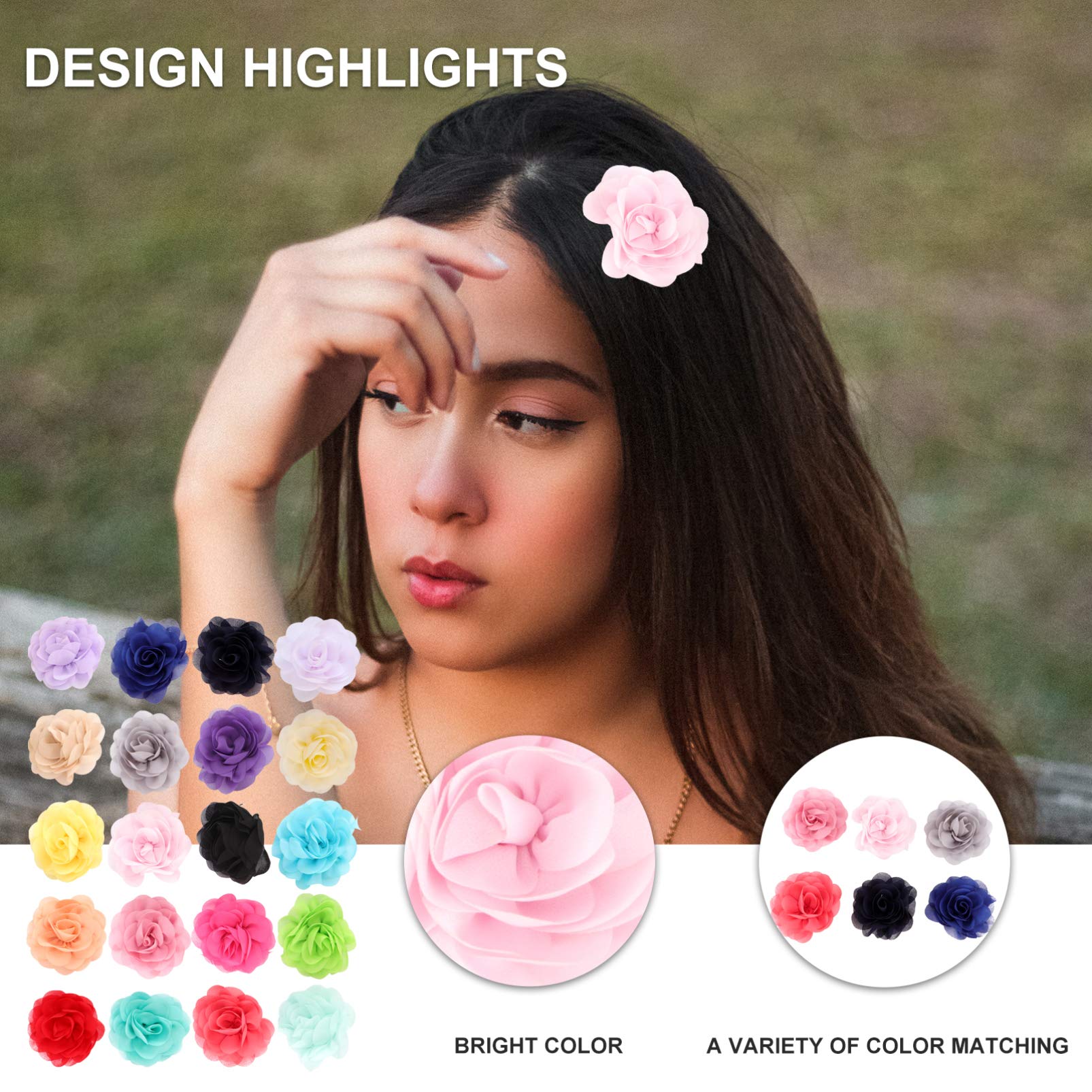 Frcolor 20 horquillas para el pelo con rosas y flores para mujeres y niñas.