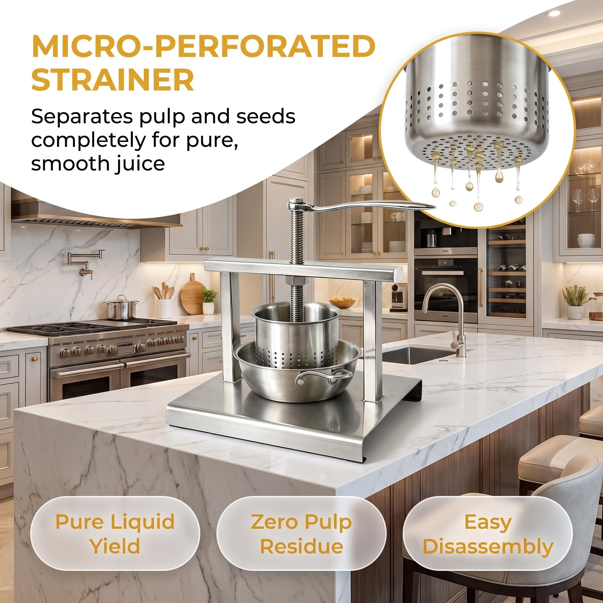 Exprimidor Manual De Acero Inoxidable, Extractor De Jugo De Jengibre Doméstico con Colador Perforado, Máquina De Prensado De Frutas Y Verduras De Alta Resistencia para Jengibre, Granada