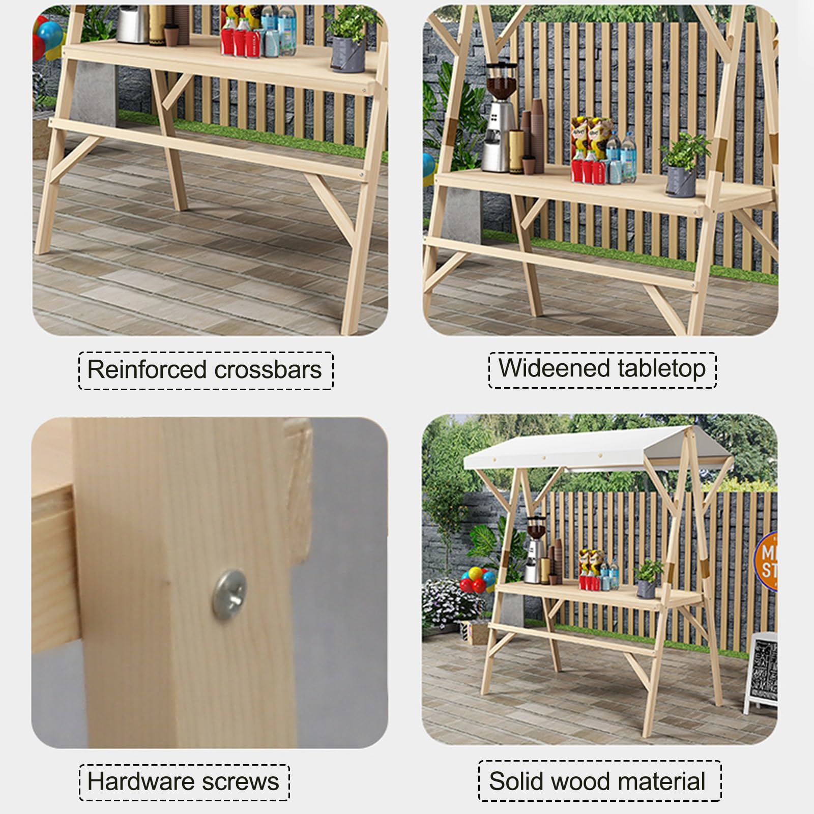 Carrito Plegable para vendedores ambulantes con toldo, quiosco móvil para Venta Ambulante, Carrito Expositor para Puestos de Comida en mercados callejeros, Festivales y Eventos, Estante Port