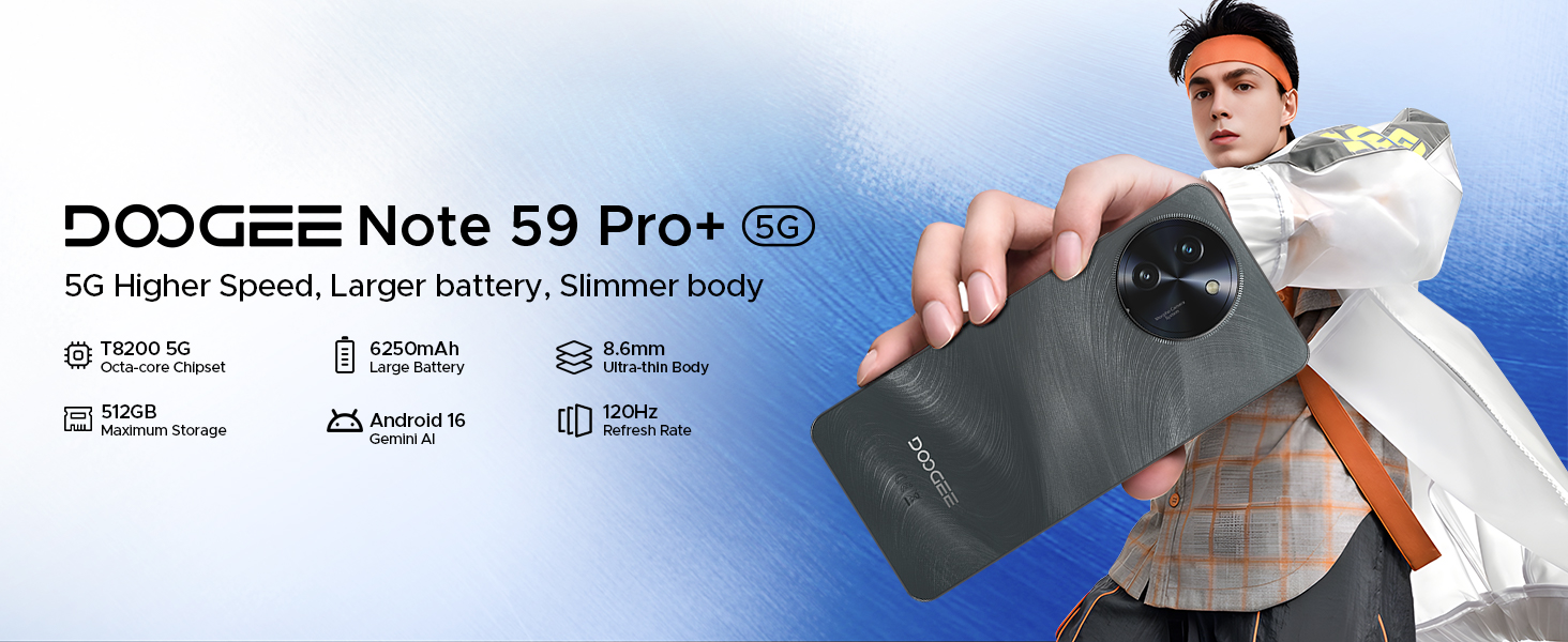 Amazon.com: DOOGEE Note 59 Pro+ 5G Android 16 Cell Phone - Gemini