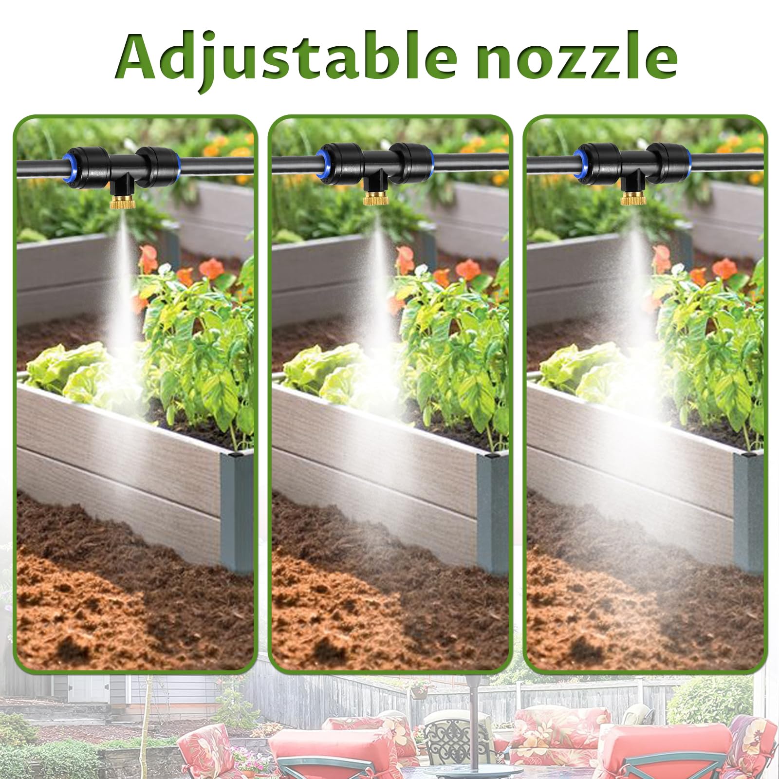 10M Bewässerungssystem Garten, Sprühnebel Kühlung Bewässerungs System DIY Wassernebel Nebelkühlsystem Mist Cooling mit, Bewässerungssystem Düse, für Garten Pavillon Sonnenschirm
