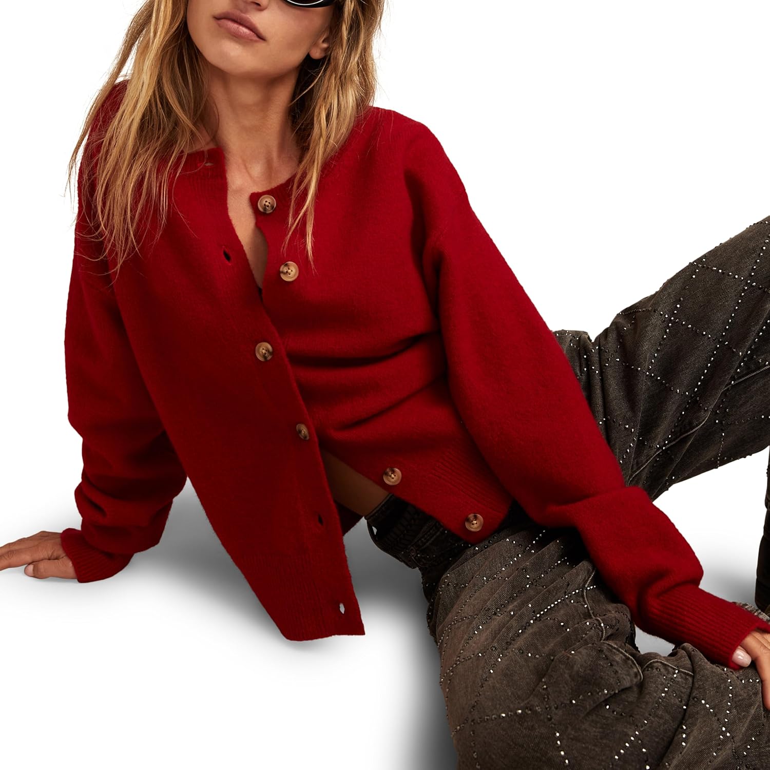 Lucky Brand Womens Cloudsoft Crew Neck Cardigan - Image 4